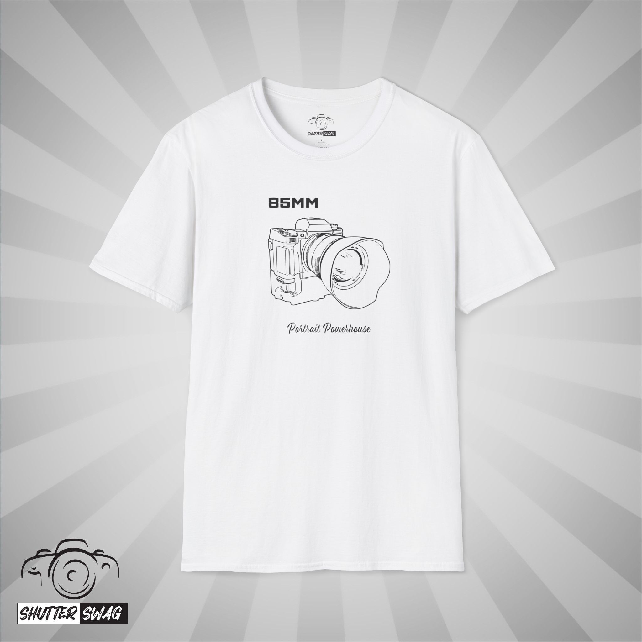 12798380039772038357_2048_custom.jpeg Shutter Swag Designs 85mm Camera Lens -Portrait Powerhouse -Design T-shirt
