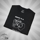 Shutter Swag Designs 85mm f1.4 Camera Lens Photographer T-shirt, black folded closeup