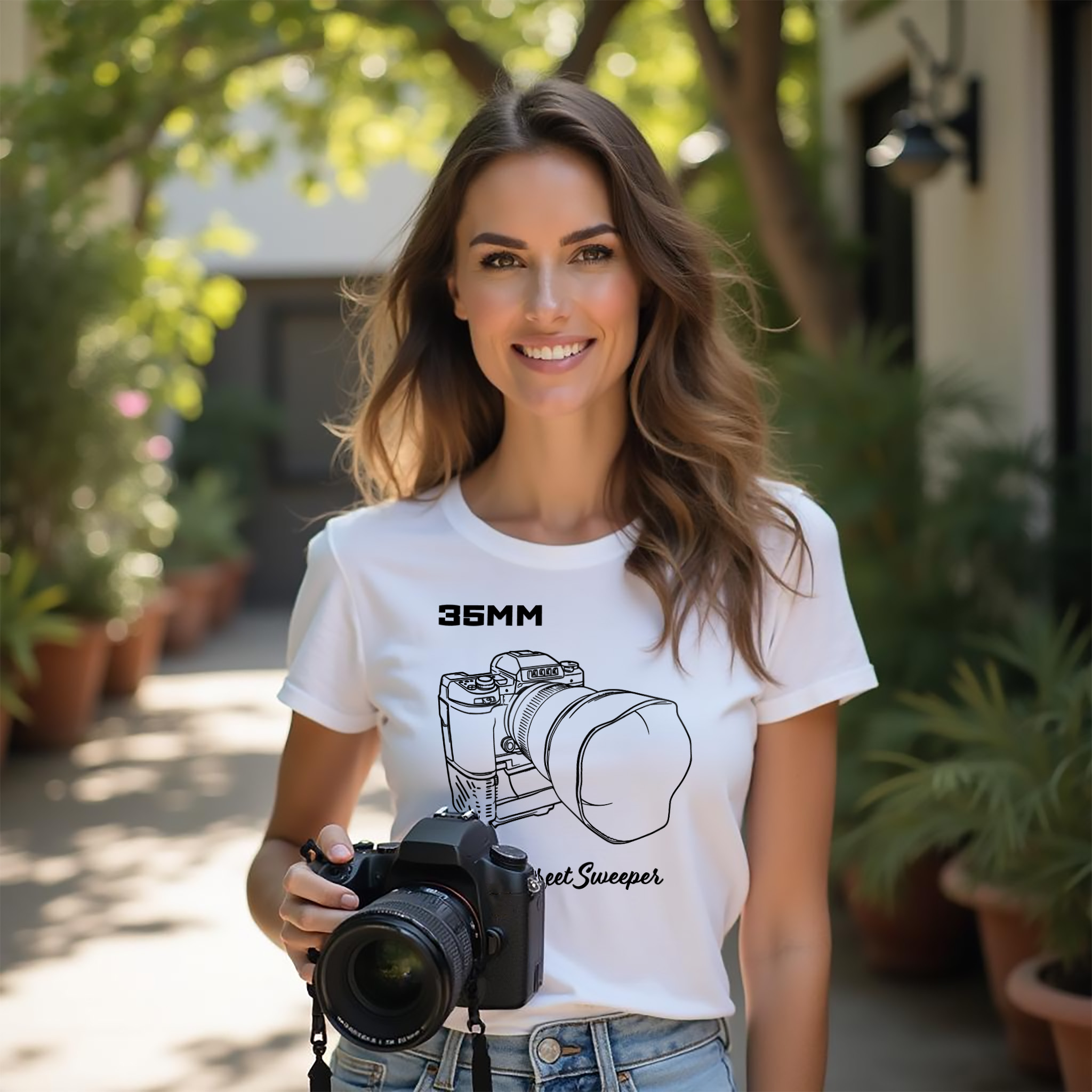 Shutter Swag Designs 35mm Camera Lens T-Shirt, white