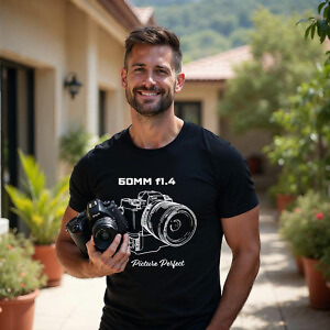 Shutter Swag Designs 50mm f1.4 Camera Lens "Picture Perfect" T-shirt, Black