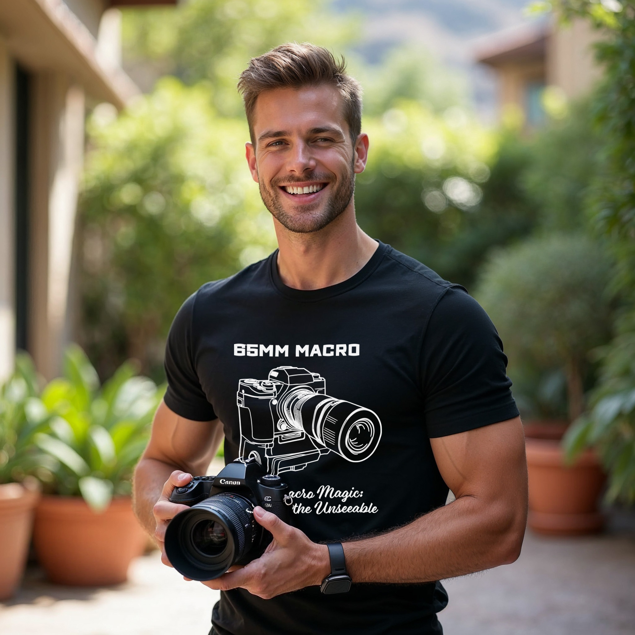 Shutter Swag Designs 65mm Macro Camera Lens T-shirt, Black