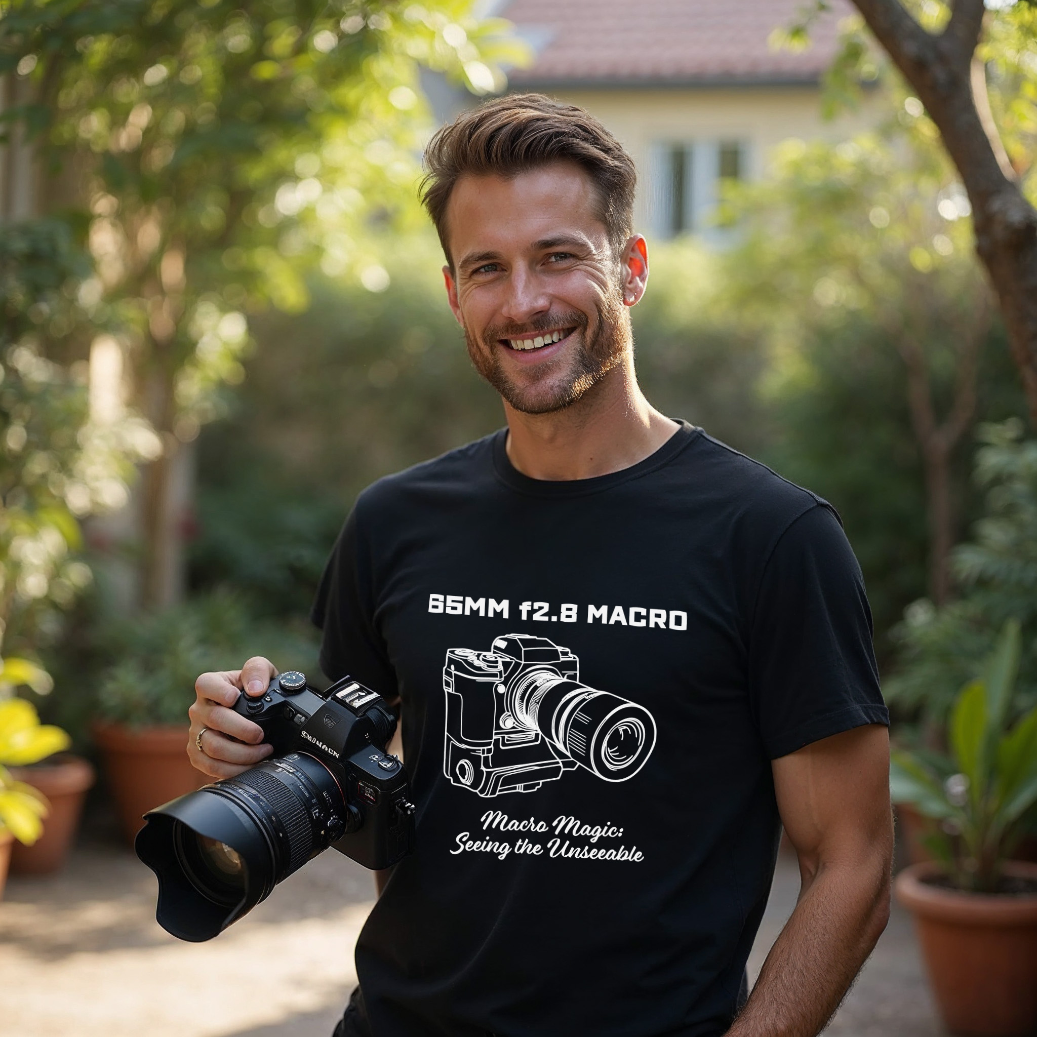Shutter Swag Designs 65 f2.8 Macro Magic T-shirt, Black