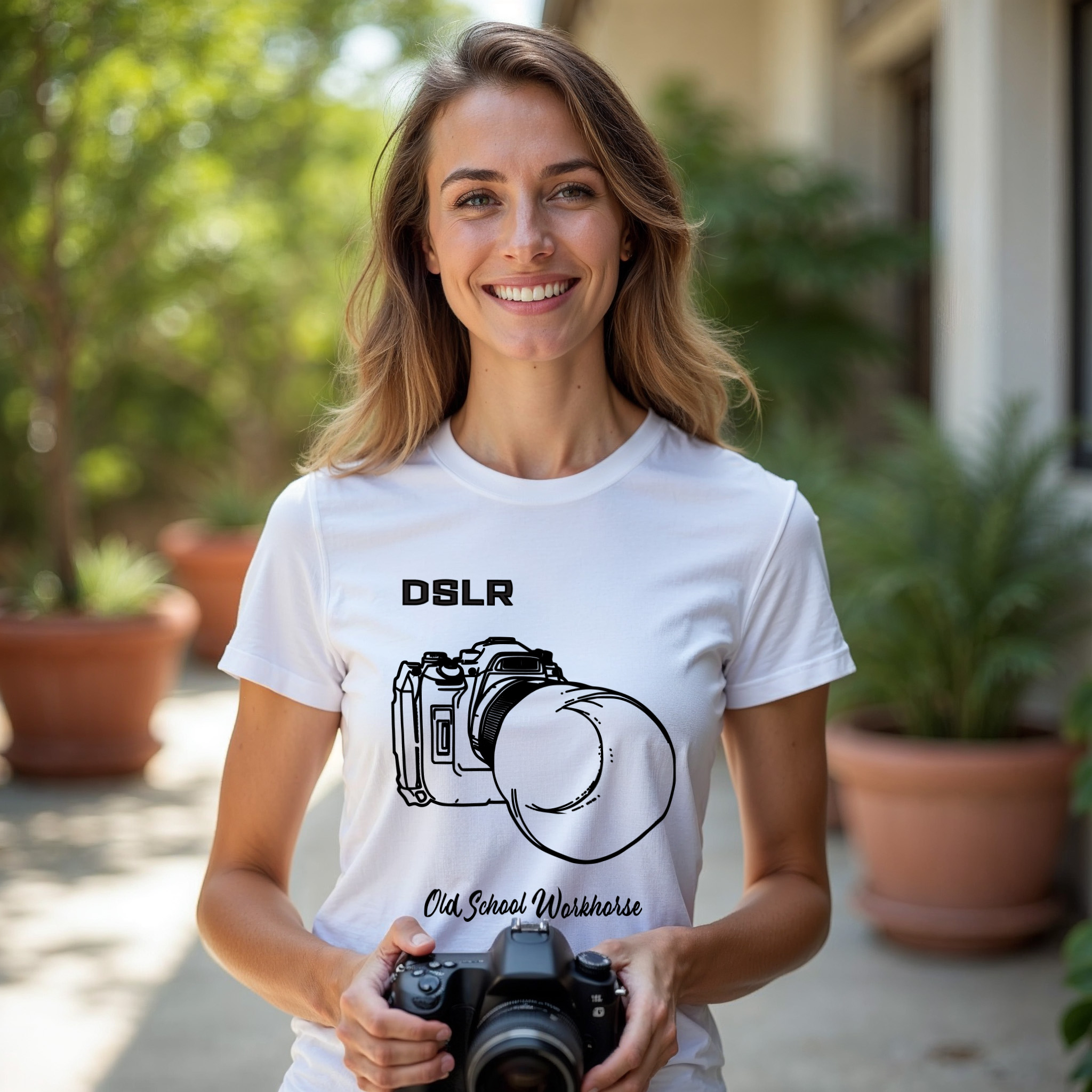 20250623203407-1f050716-8f6e-6f98-8837-a6bd9afb104f.jpg Shutter Swag Designs DSLR Camera Body T-shirt, white