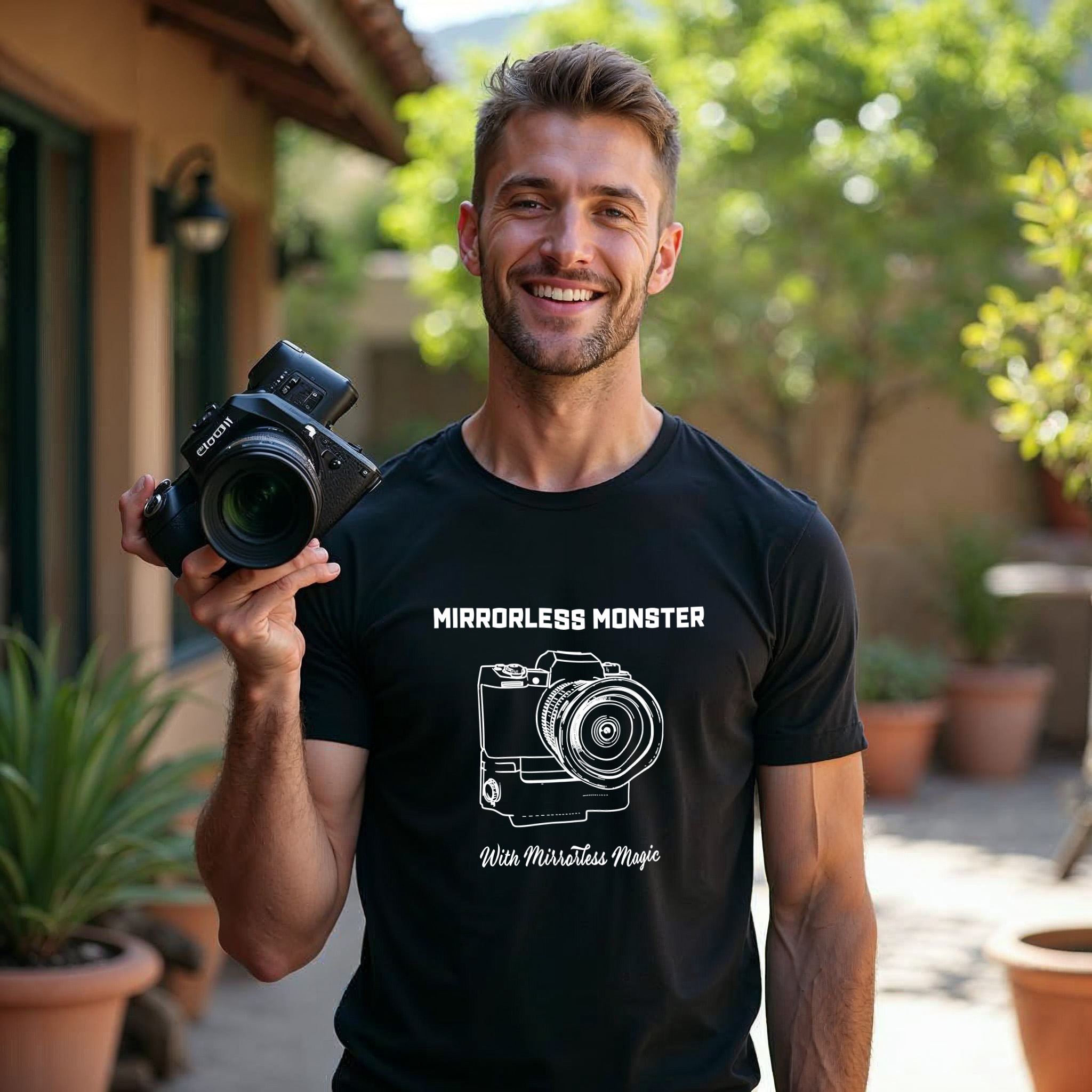 Shutter Swag Designs Mirrorless Camera Body T-shirt, black