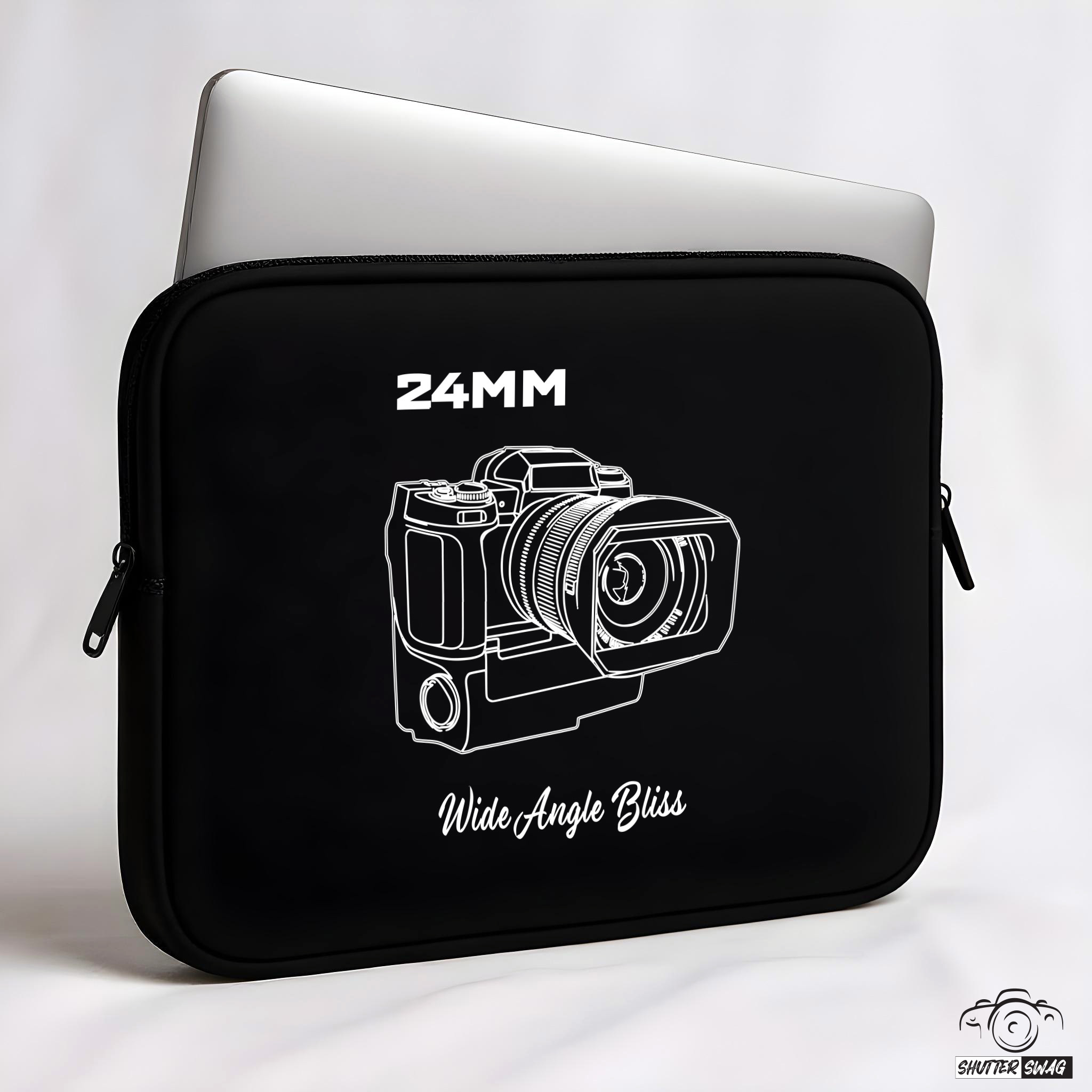 Shutter Swag Designs photography theme laptop sleeve 24mm lens design