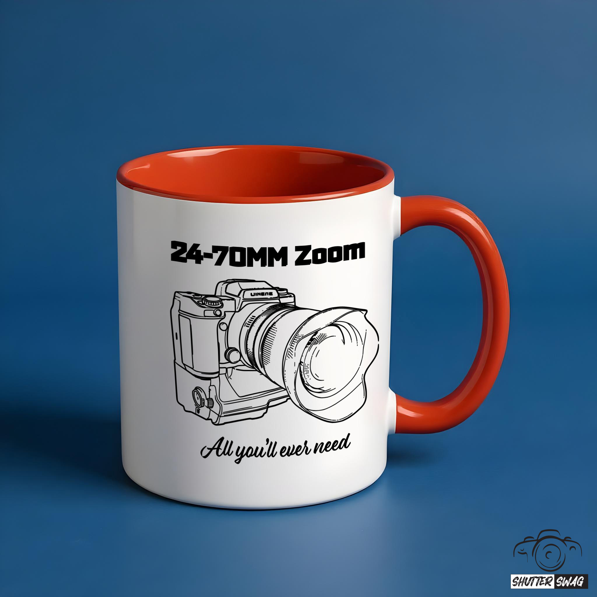 Shutter Swag Designs 24-700mm Zoom Camera Lens Accent Mug 11oz Red
