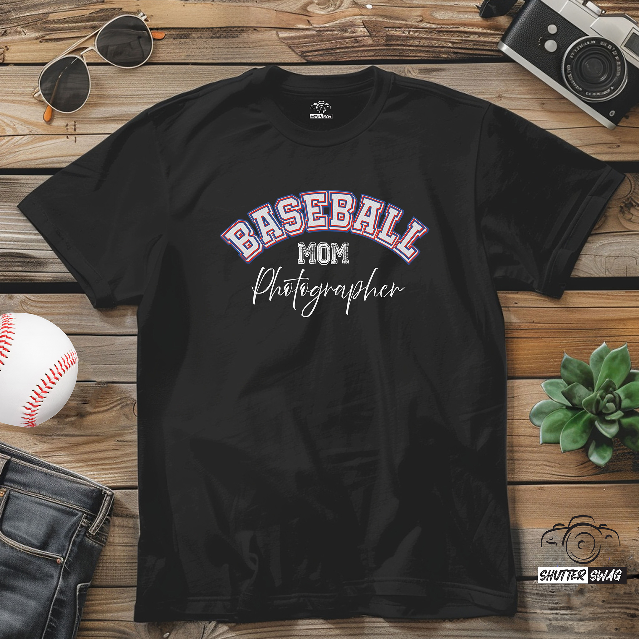 Baseball Mom Photographer Cotton Softstyle T-Shirt - Image 3