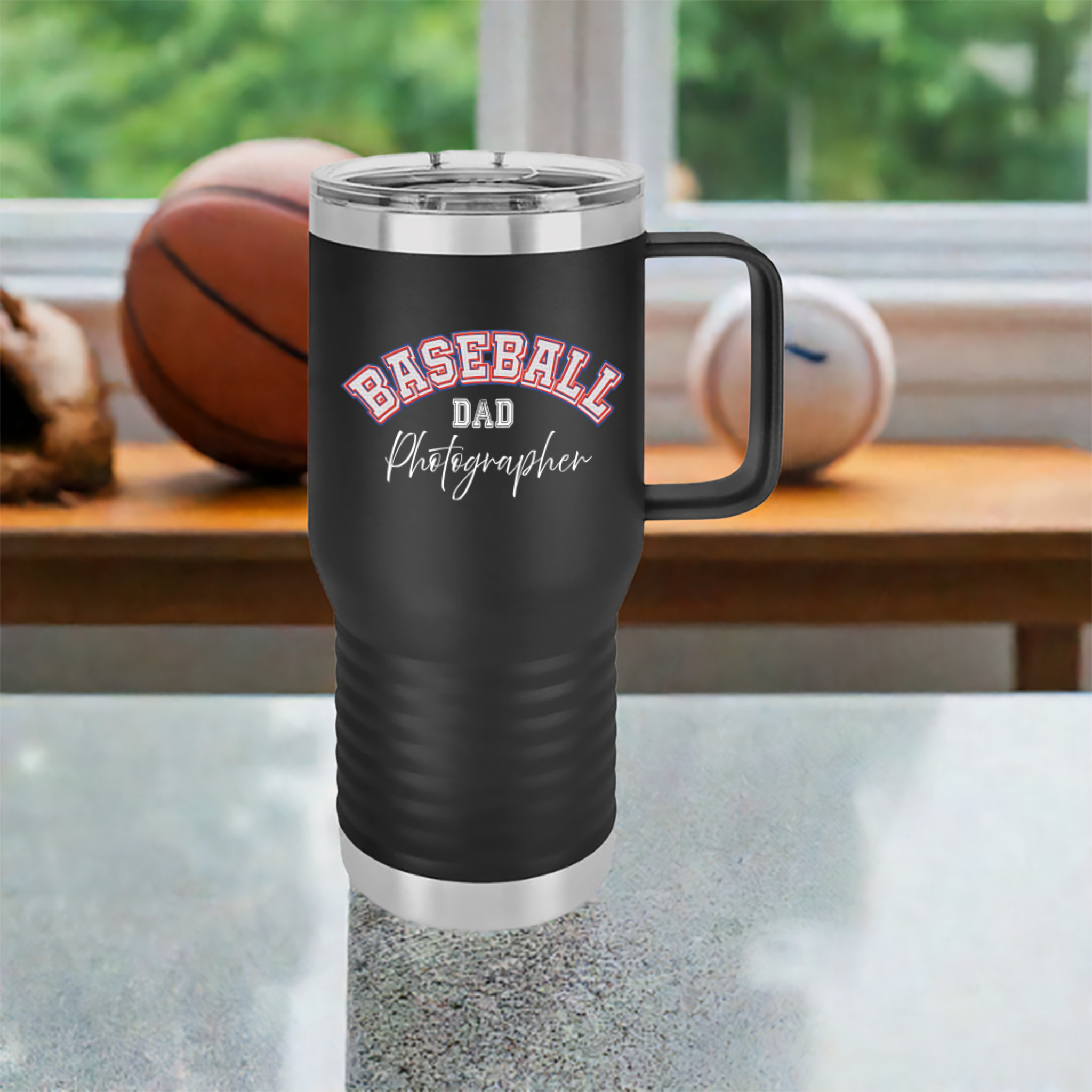 Baseball Dad Photographer 20oz Insulated Travel Mug - Image 3