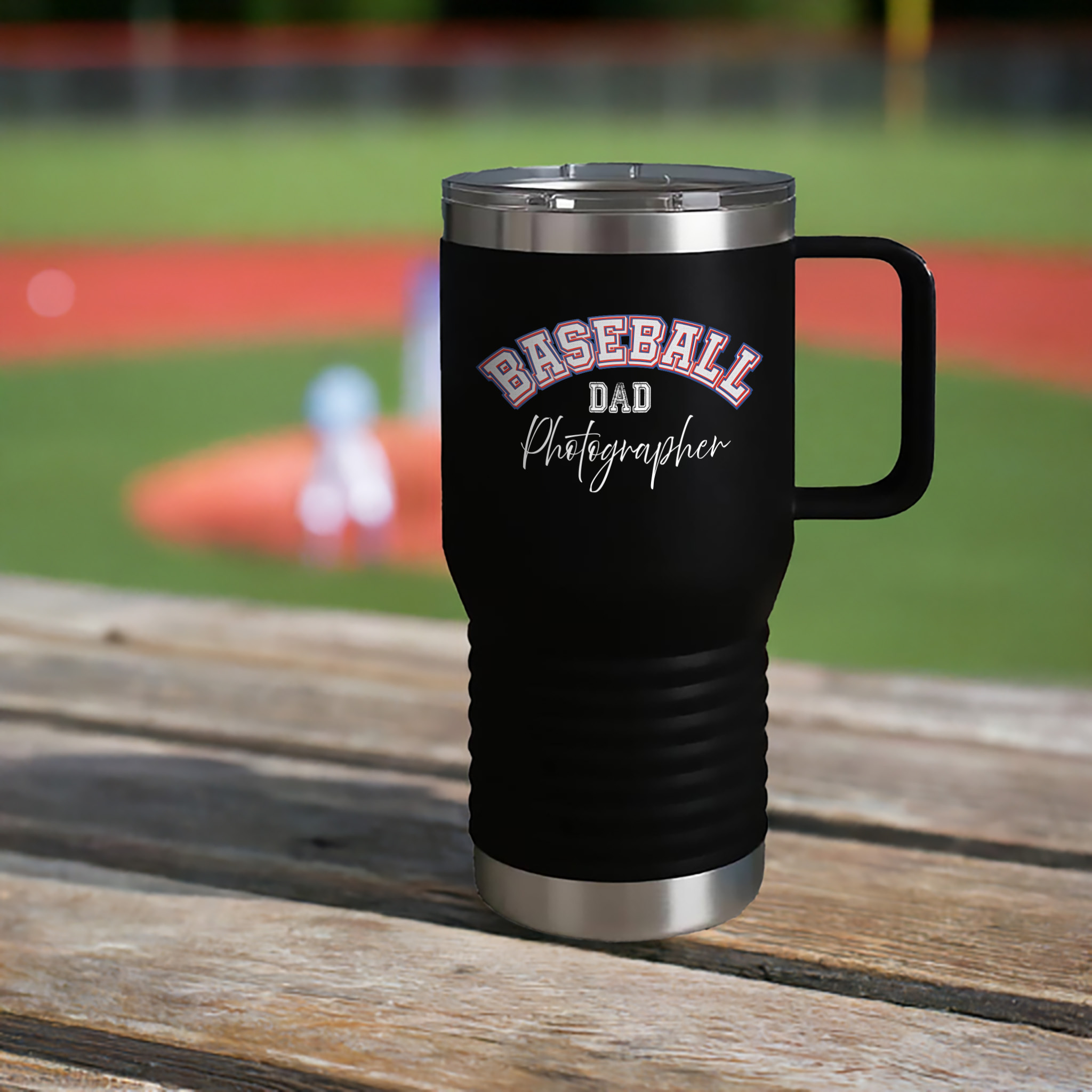 Baseball Dad Photographer 20oz Insulated Travel Mug - Image 1