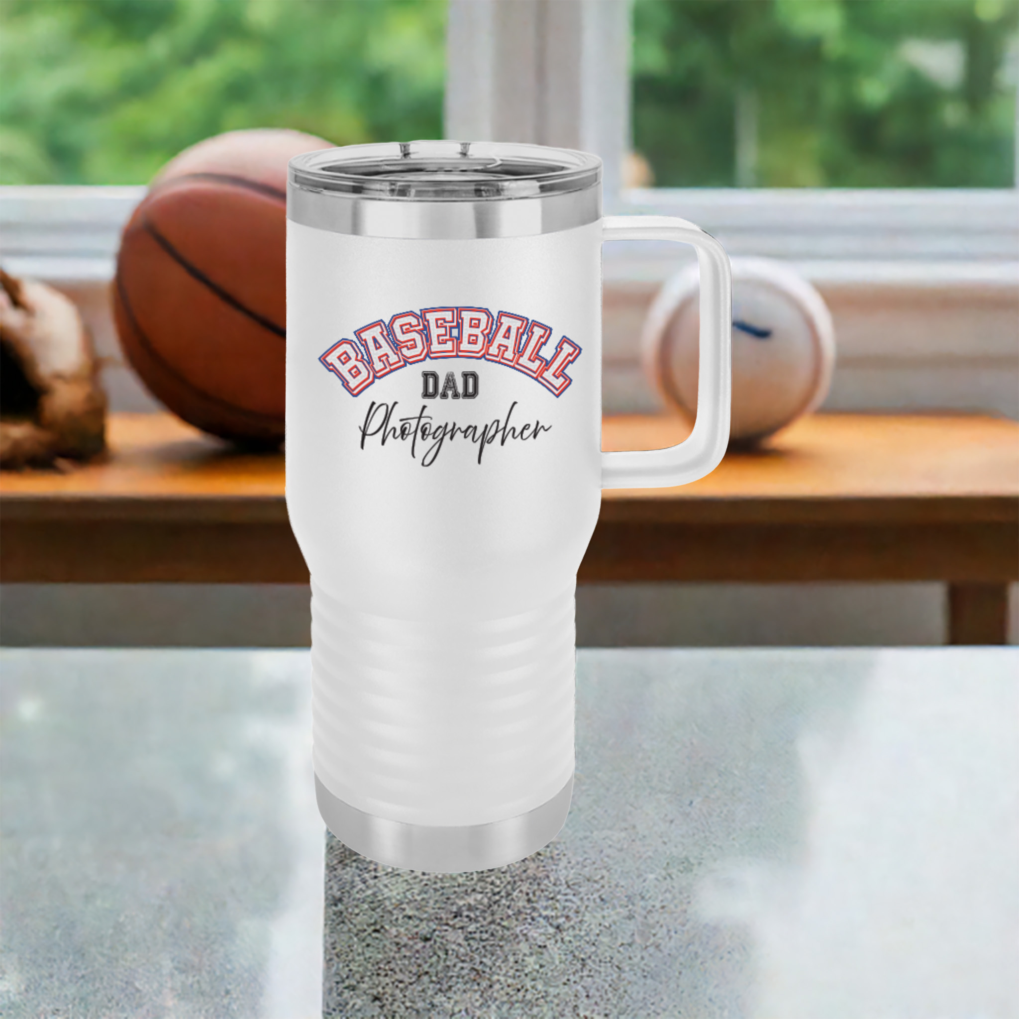 Baseball Dad Photographer 20oz Insulated Travel Mug - Image 7