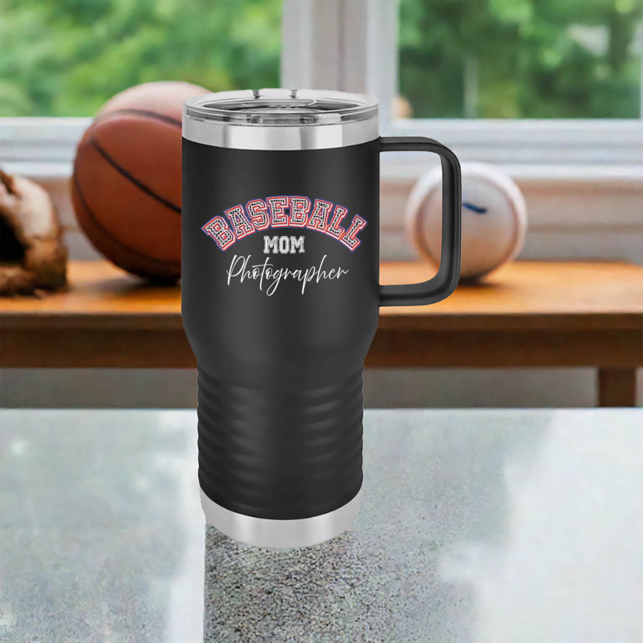 Baseball Mom Photographer Insulated Travel Mug, 20oz - Image 3