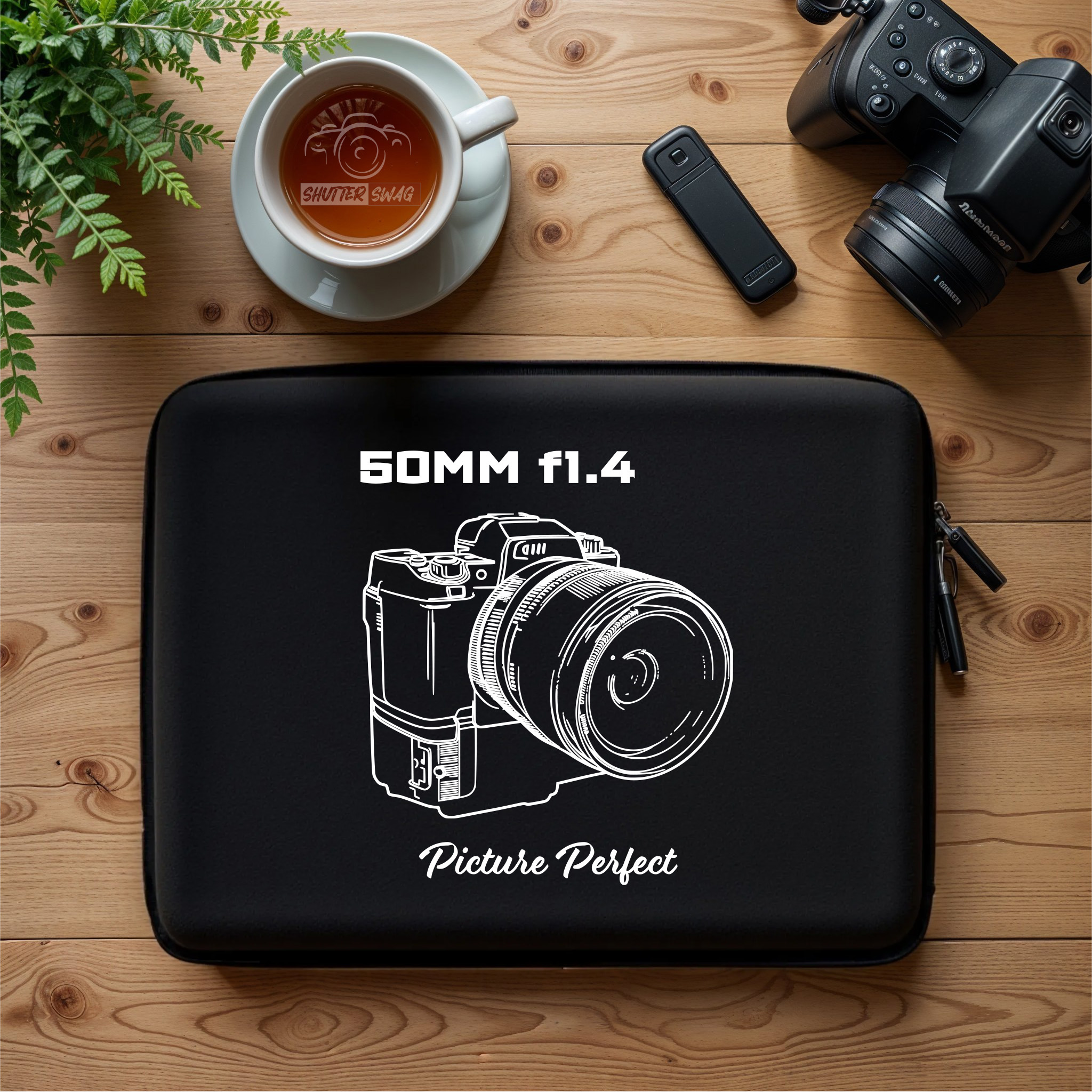 Shutter Swag Designs 50mm f1.4 Zoom Camera Lens Photographer Laptop Sleeve 15 inches