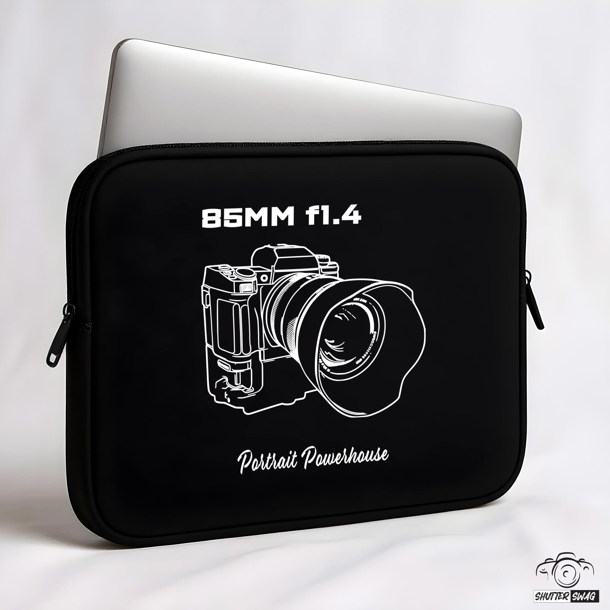 Shutter Swag Designs 85mm f1.4mm Zoom Camera Lens Photographer Laptop Sleeve 15 inches