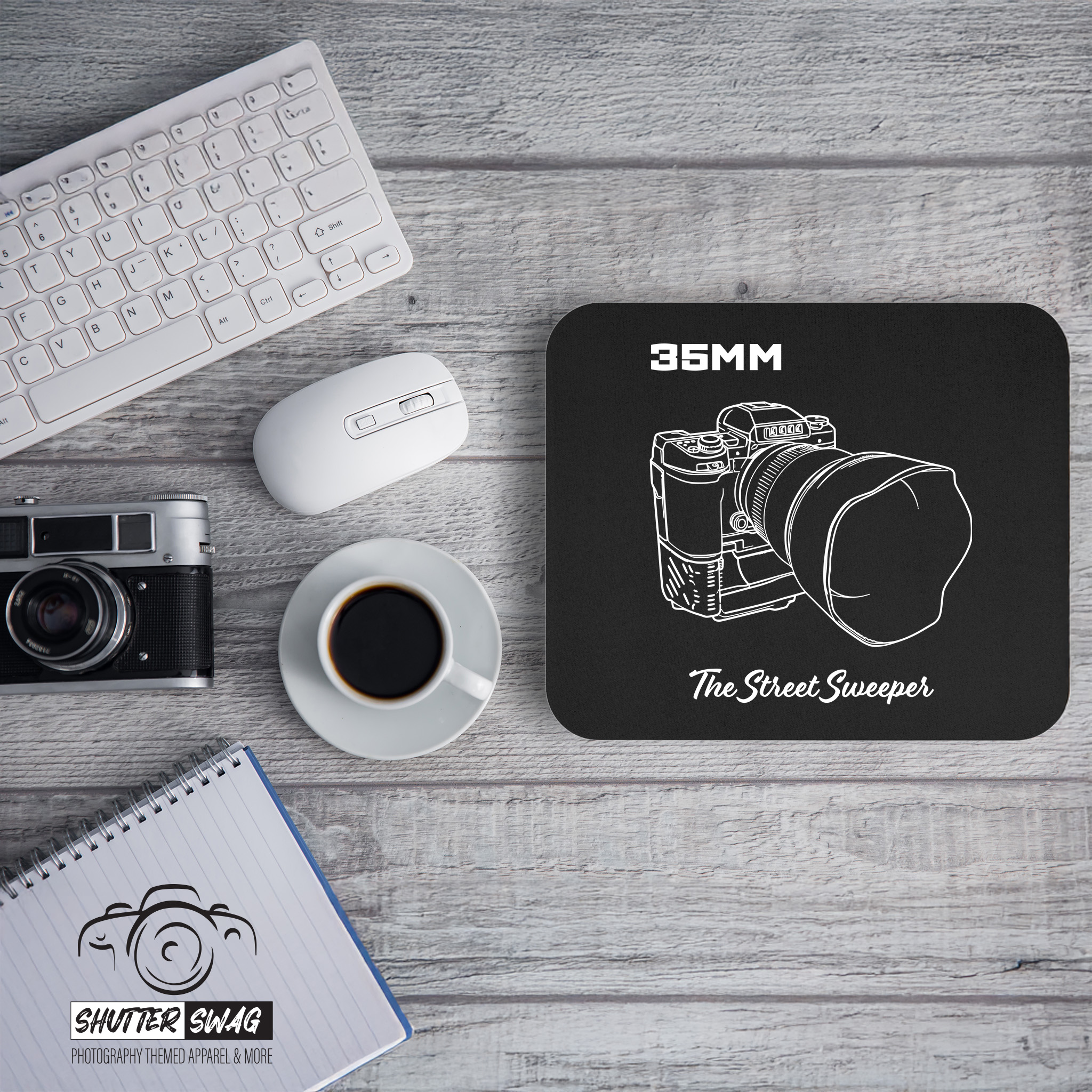 Shutter Swag Designs 35mm Camera Lens Photographer Mouse Pad