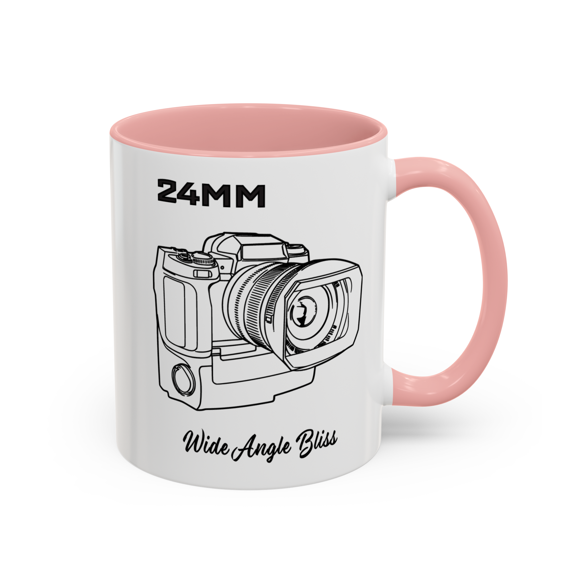 24mm 11oz Accent Mug Right Pink 24mm Camera Lens Photography-Themed Accent Coffee Mug | 11oz pink