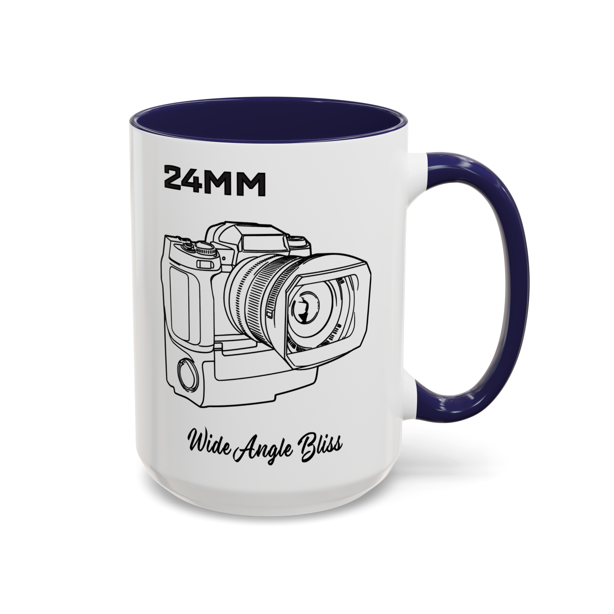 24mm 15oz Accent Mug Right Navy 24mm Camera Lens Photography-Themed Accent Coffee Mug | 15oz navy