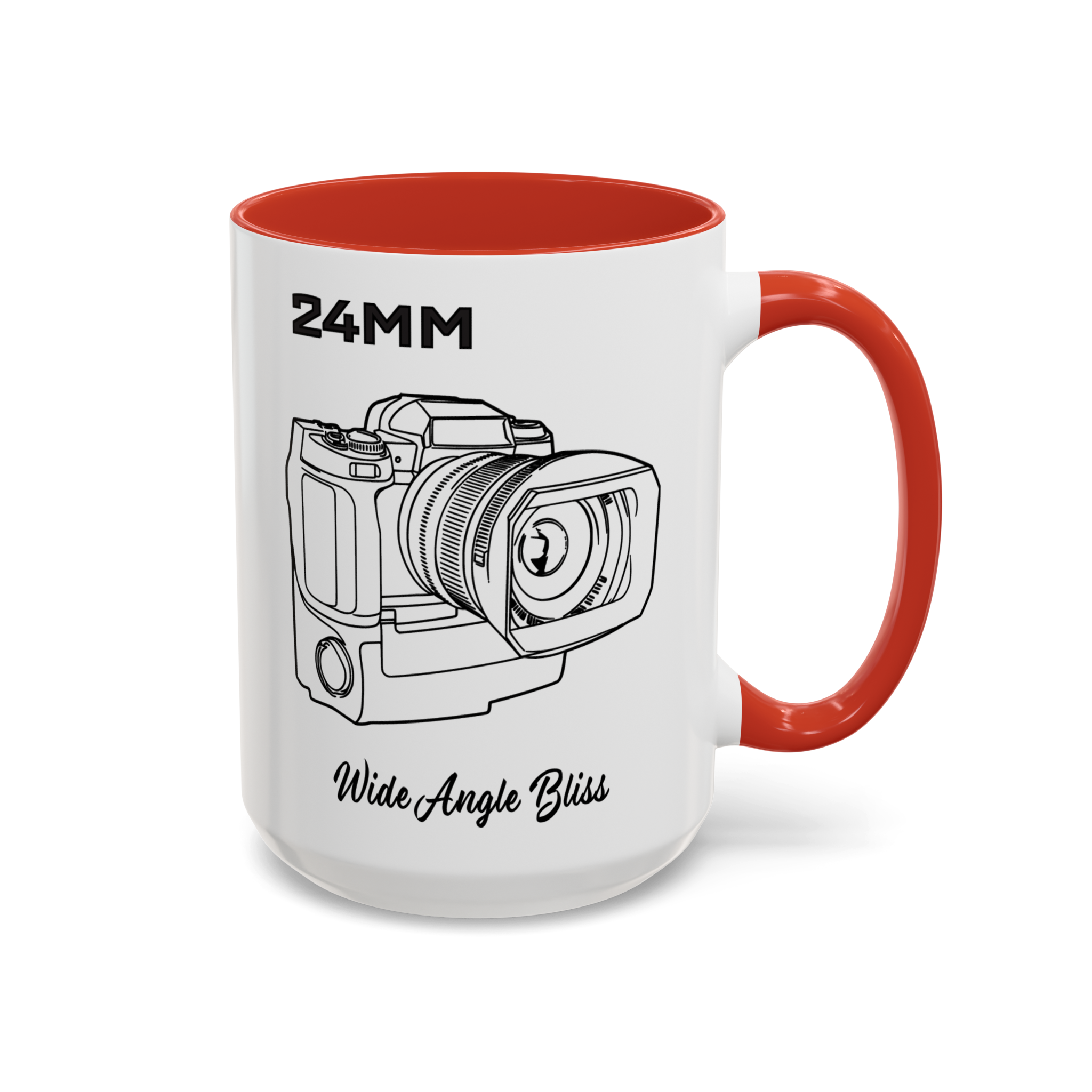 24mm 15oz Accent Mug Right Red 24mm Camera Lens Photography-Themed Accent Coffee Mug | 15oz red
