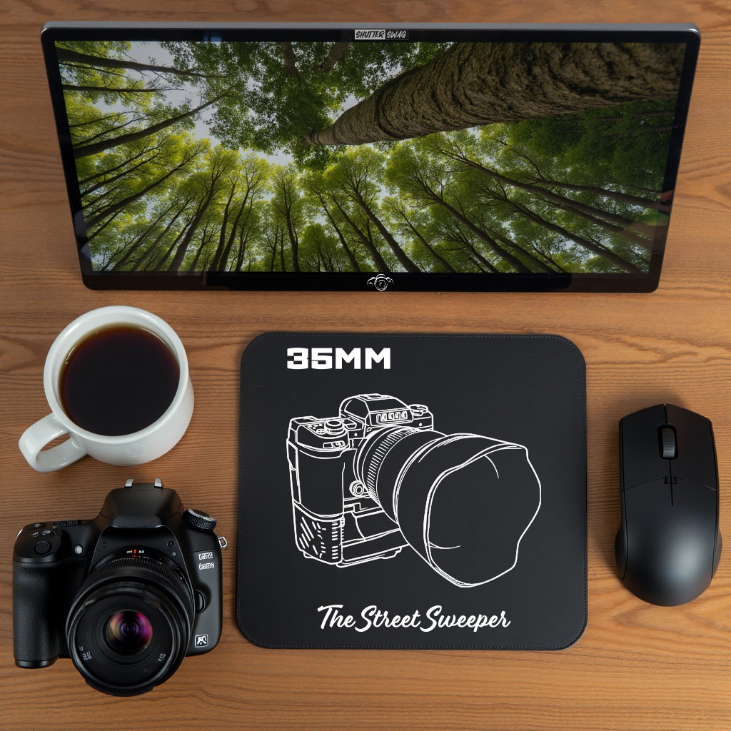 Shutter Swag Designs 35mm Camera Design Black Mousepad 9"x8"