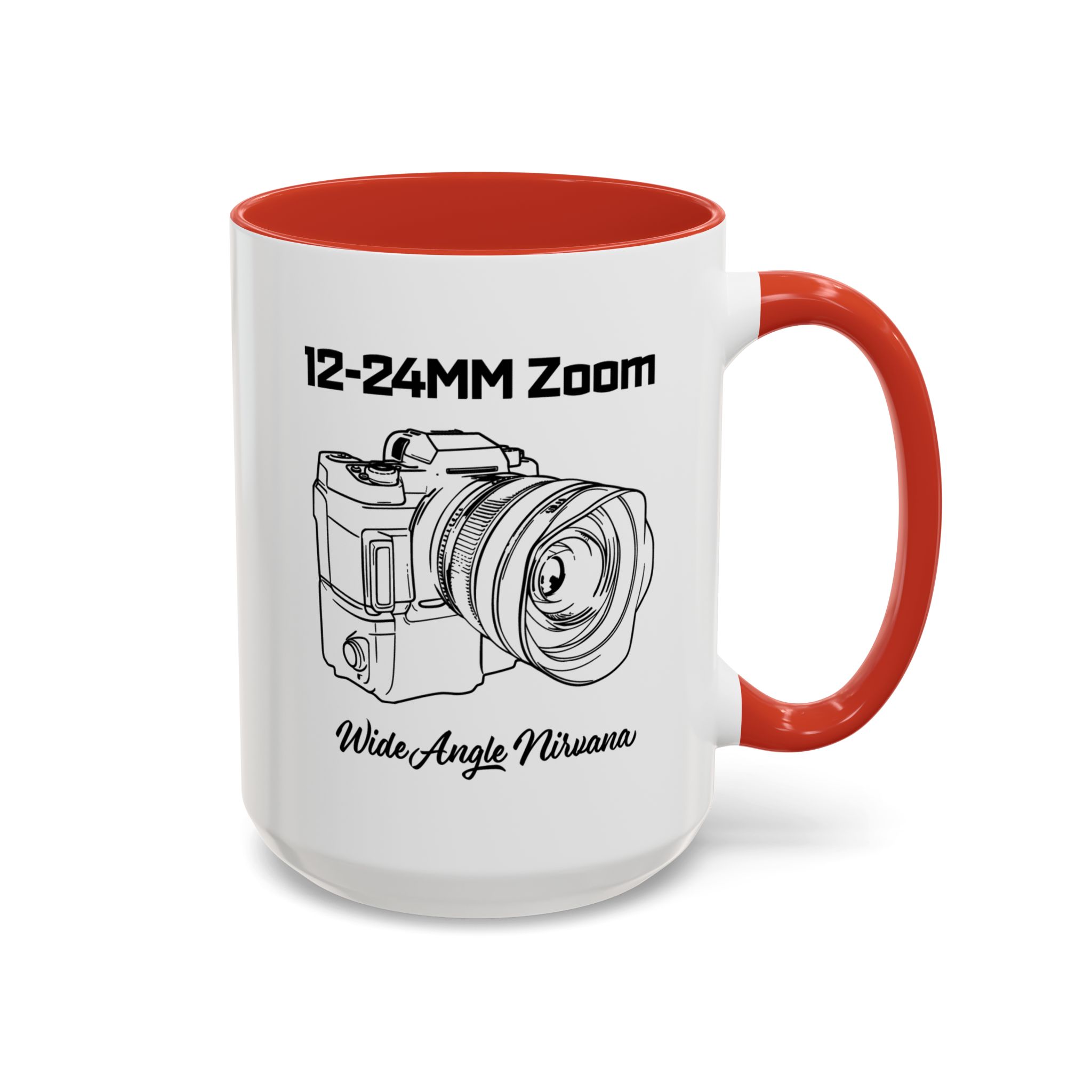Shutter Swag Designs 12-24mm Zoom camera Lens Accent Mug 15oz red