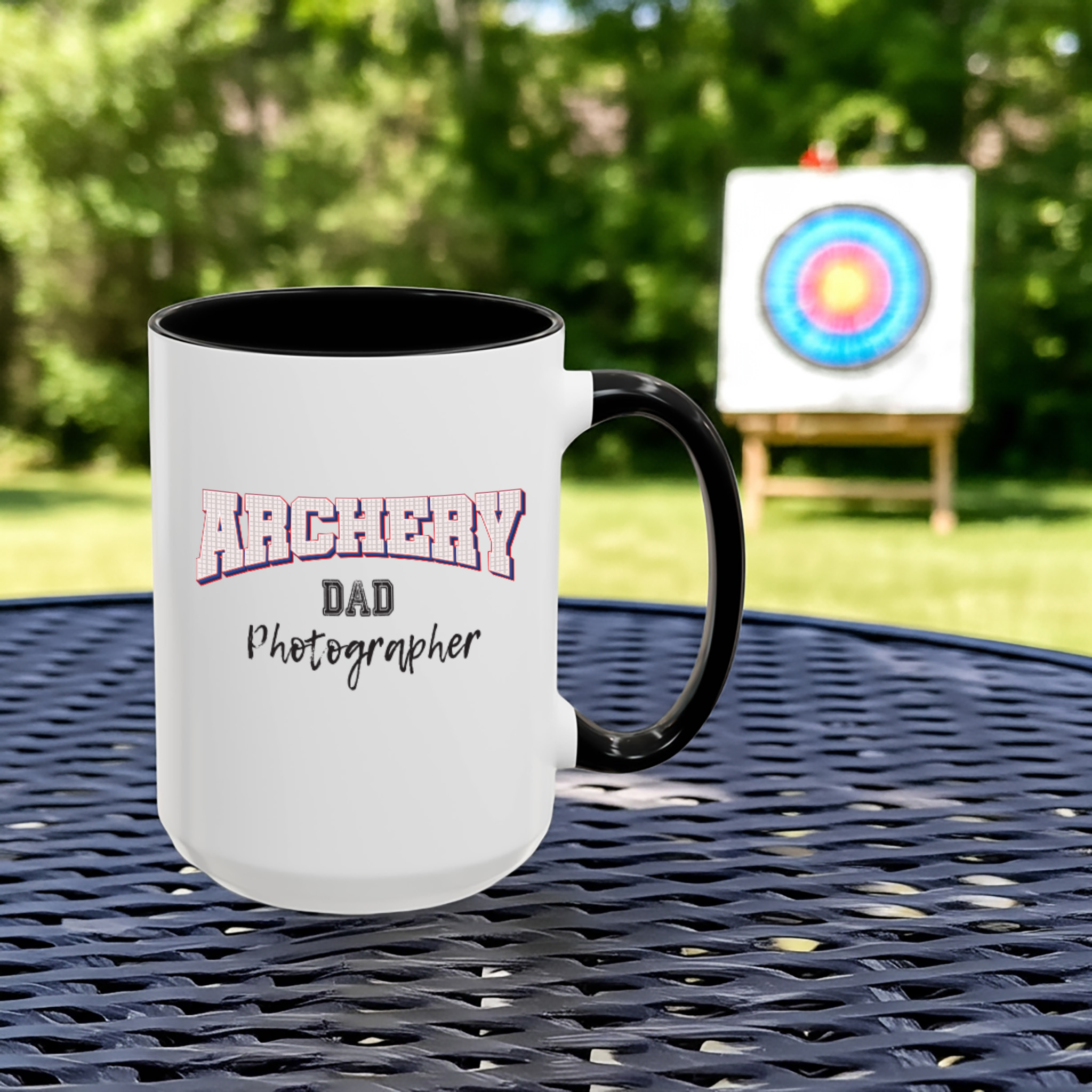 Archery Dad black 15oz mug context 4 Shutter Swag Designs Archery Dad Photographer 15oz trendy accent mug