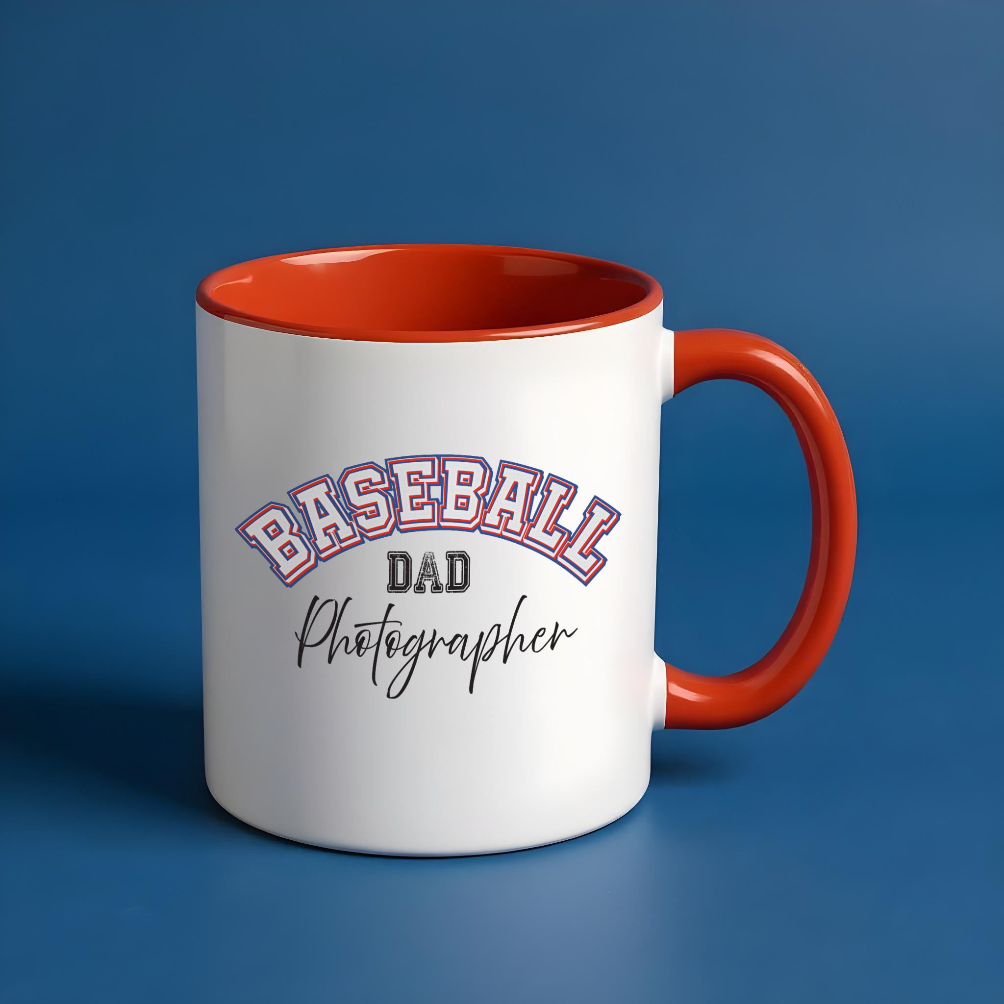 Baseball Dad red 11oz mug context 2 Shutter Swag Designs Baseball Dad Photographer Mug 11oz red