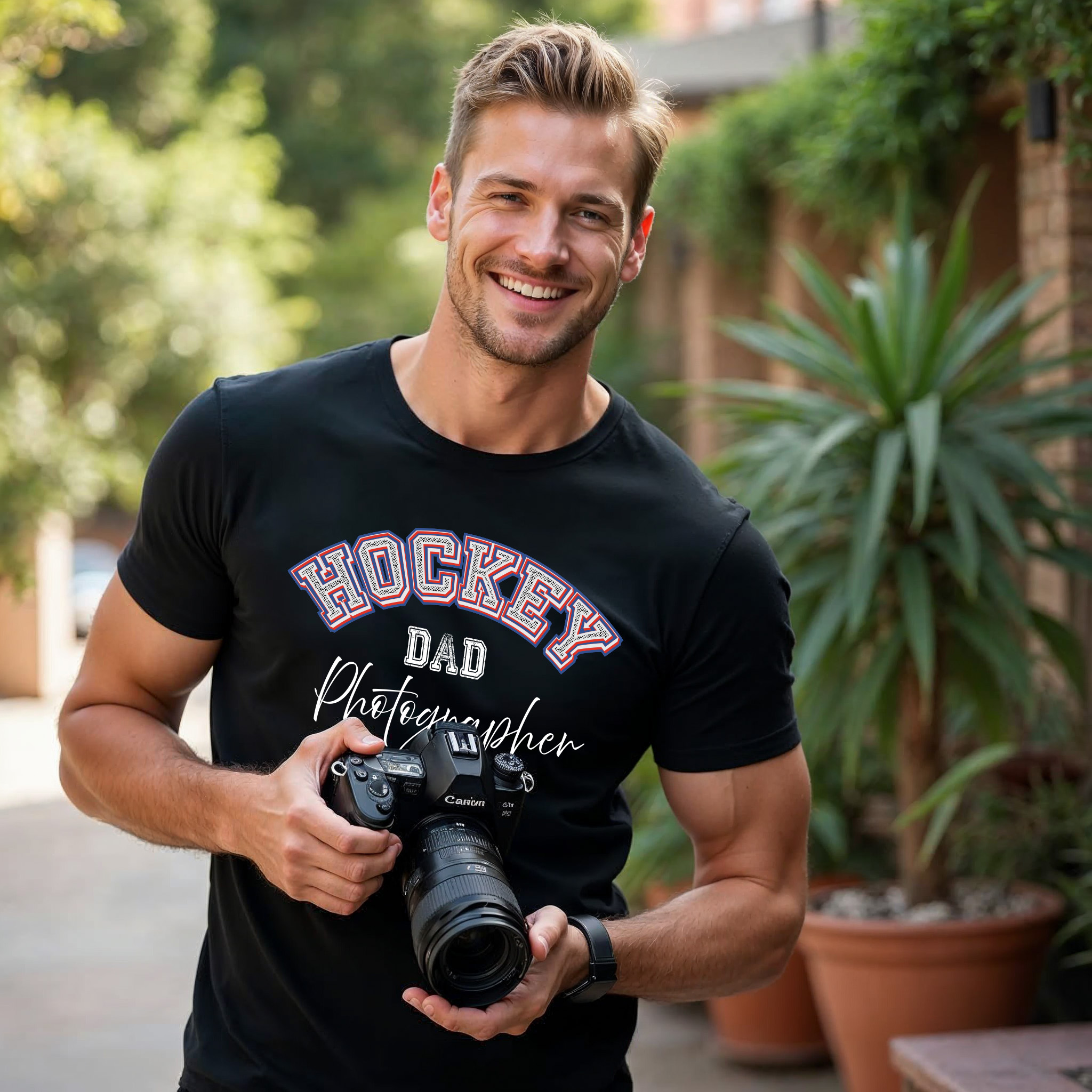 Hockey Dad-USST G6400-M-B Shutter Swag Designs Hockey Photography Dad T-shirt