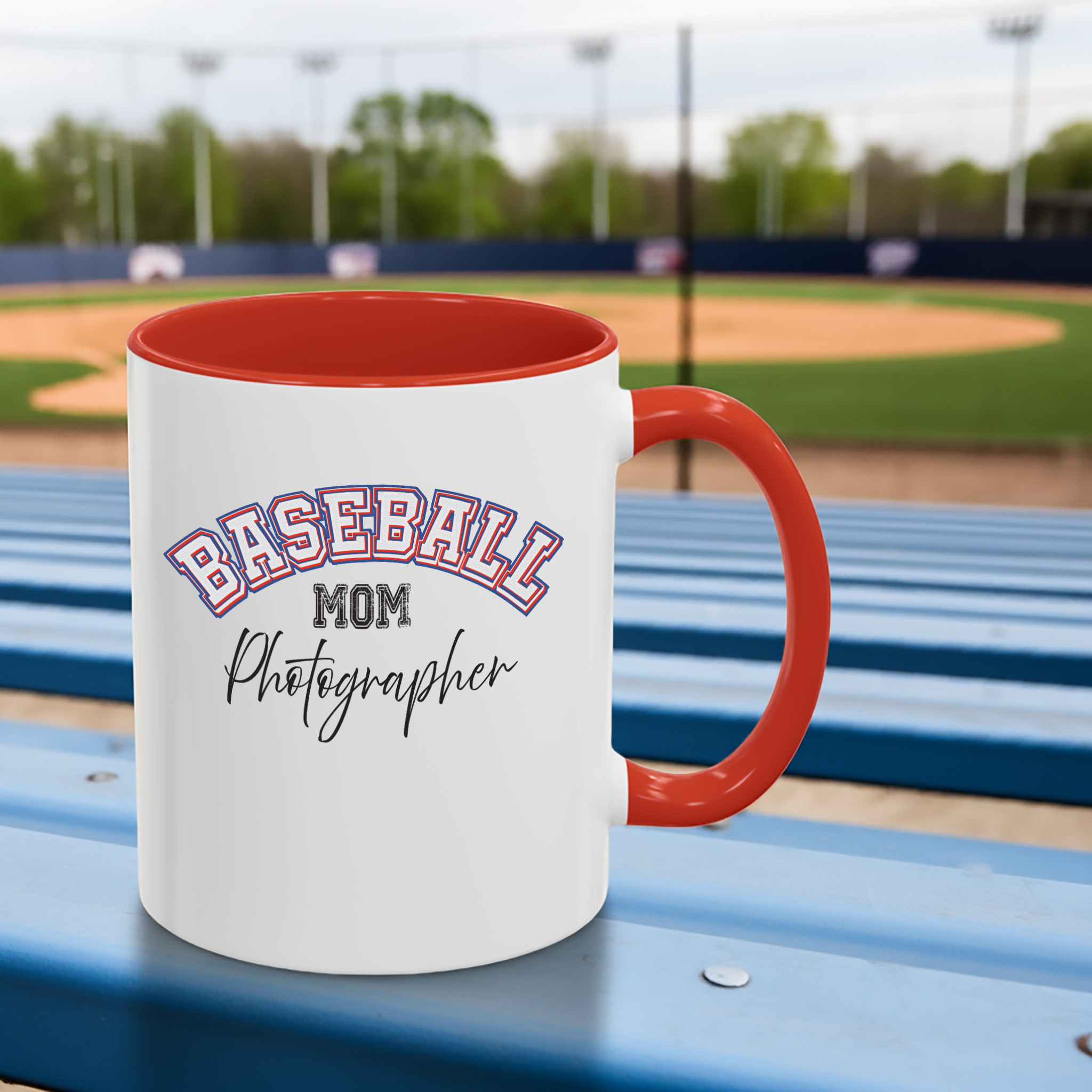 Baseball Mom Photographer Accent Coffee Mug 11oz, 15oz Baseball Mom Photographer Accent Coffee Mug 11oz, red