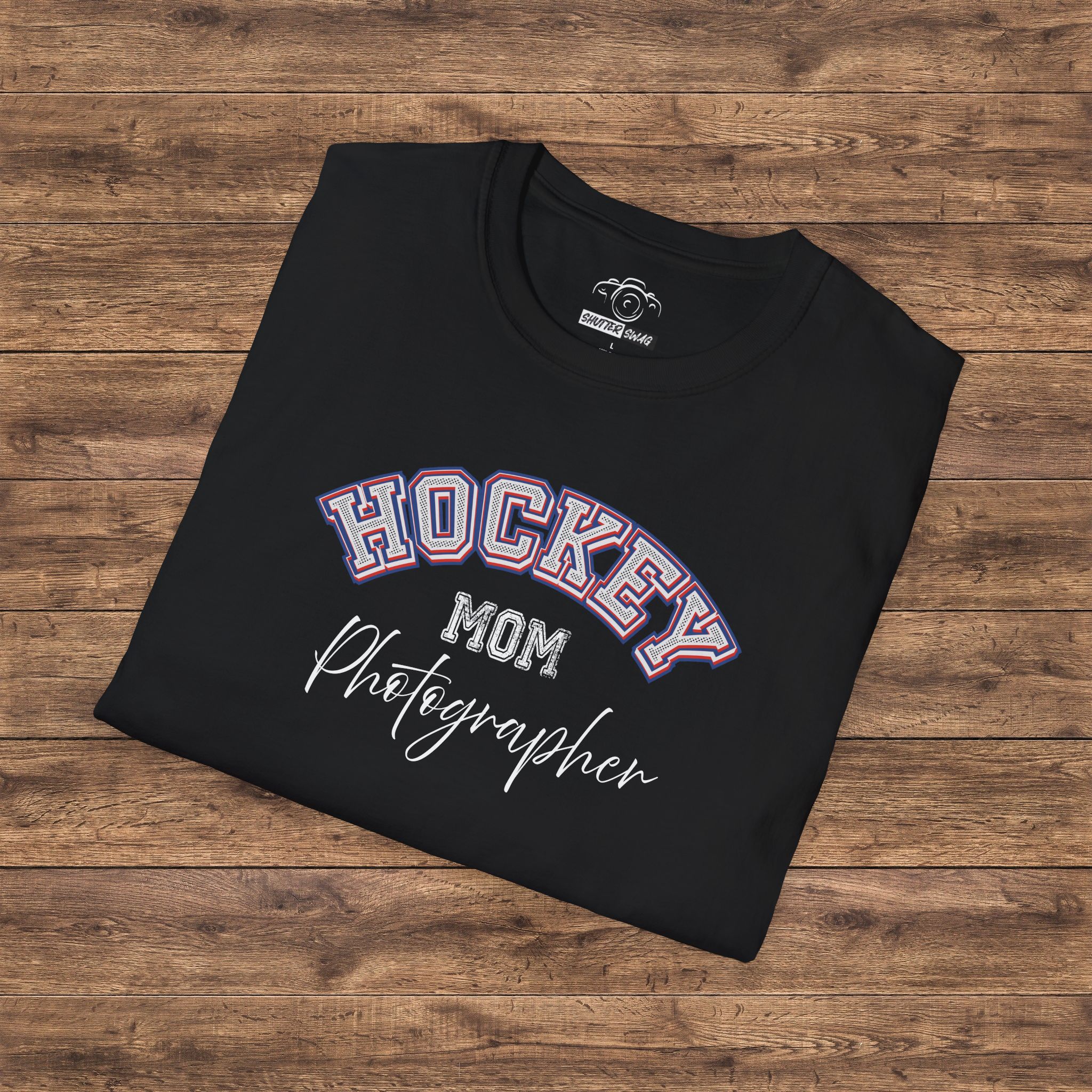 Shutter Swag Designs Hockey Mom Photographer Softstyle Cotton T-Shirt
