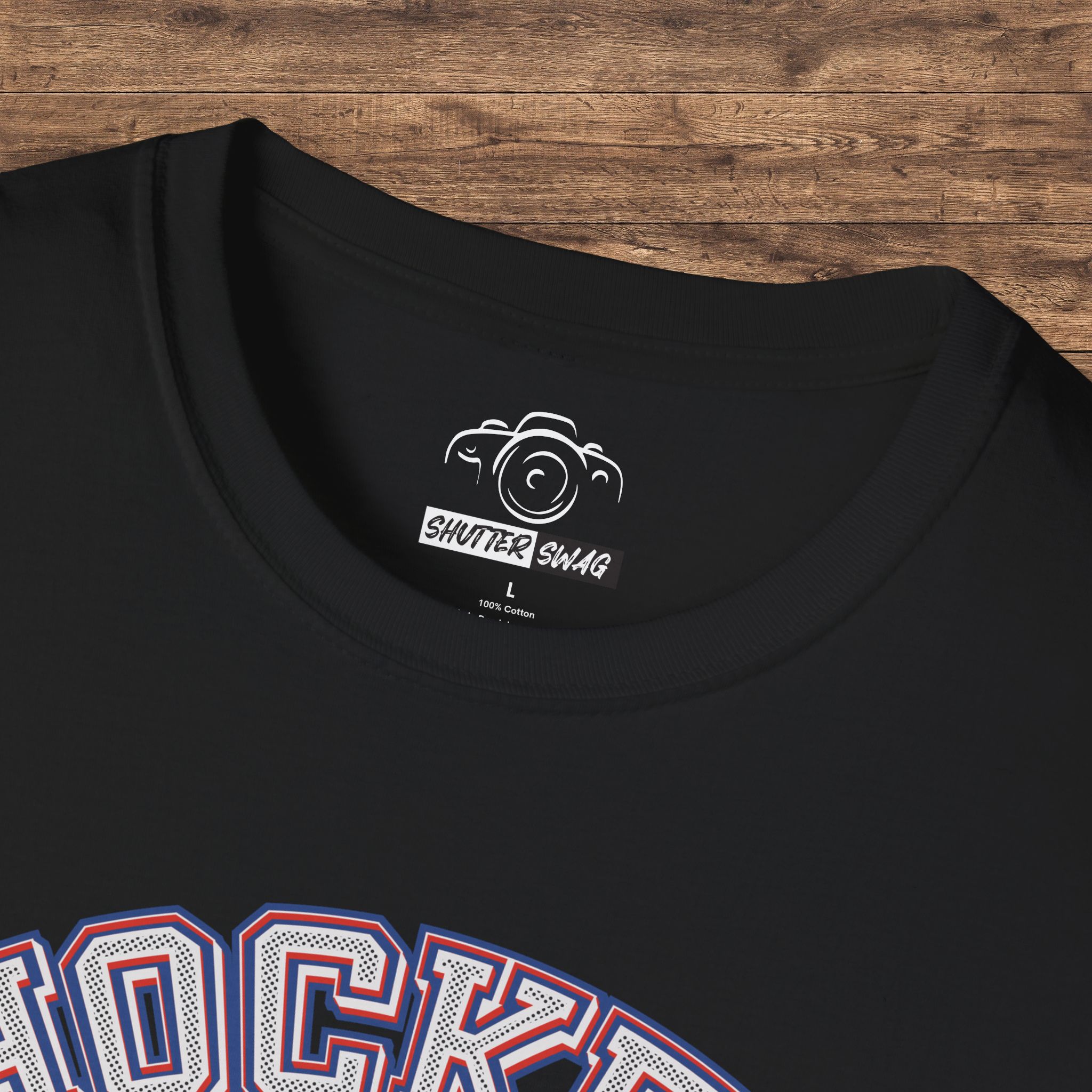 Shutter Swag Designs Hockey Dad Photographer Softstyle Cotton T-Shirt
