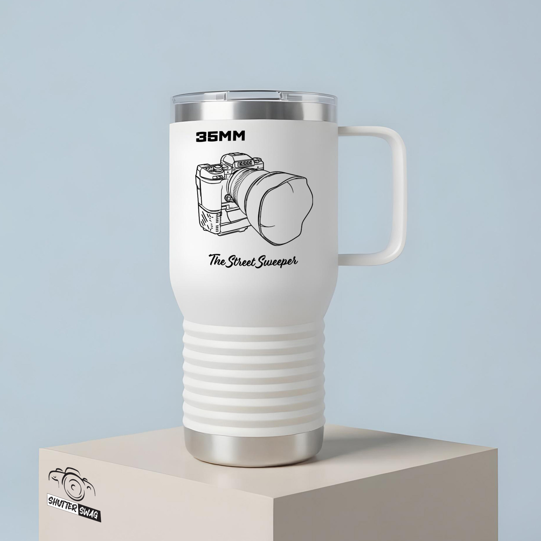 Shutter Swag Designs 35mm Camera Lens Photography 20oz Insulated Travel Mug