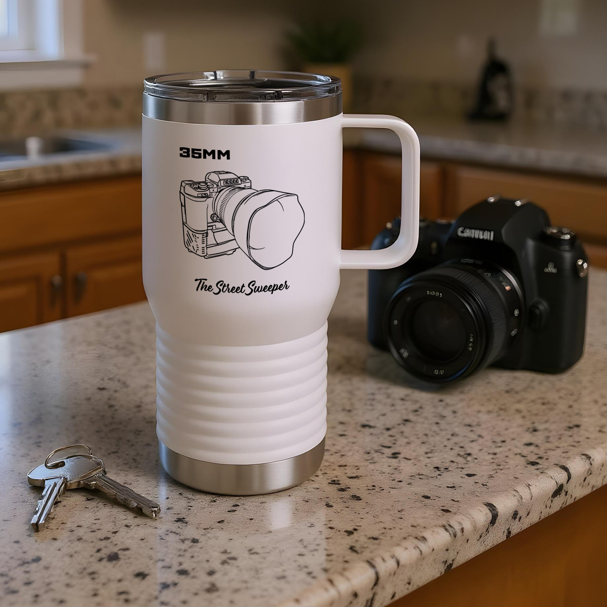 Shutter Swag Designs 35mm Camera Lens Photography 20oz Insulated Travel Mug