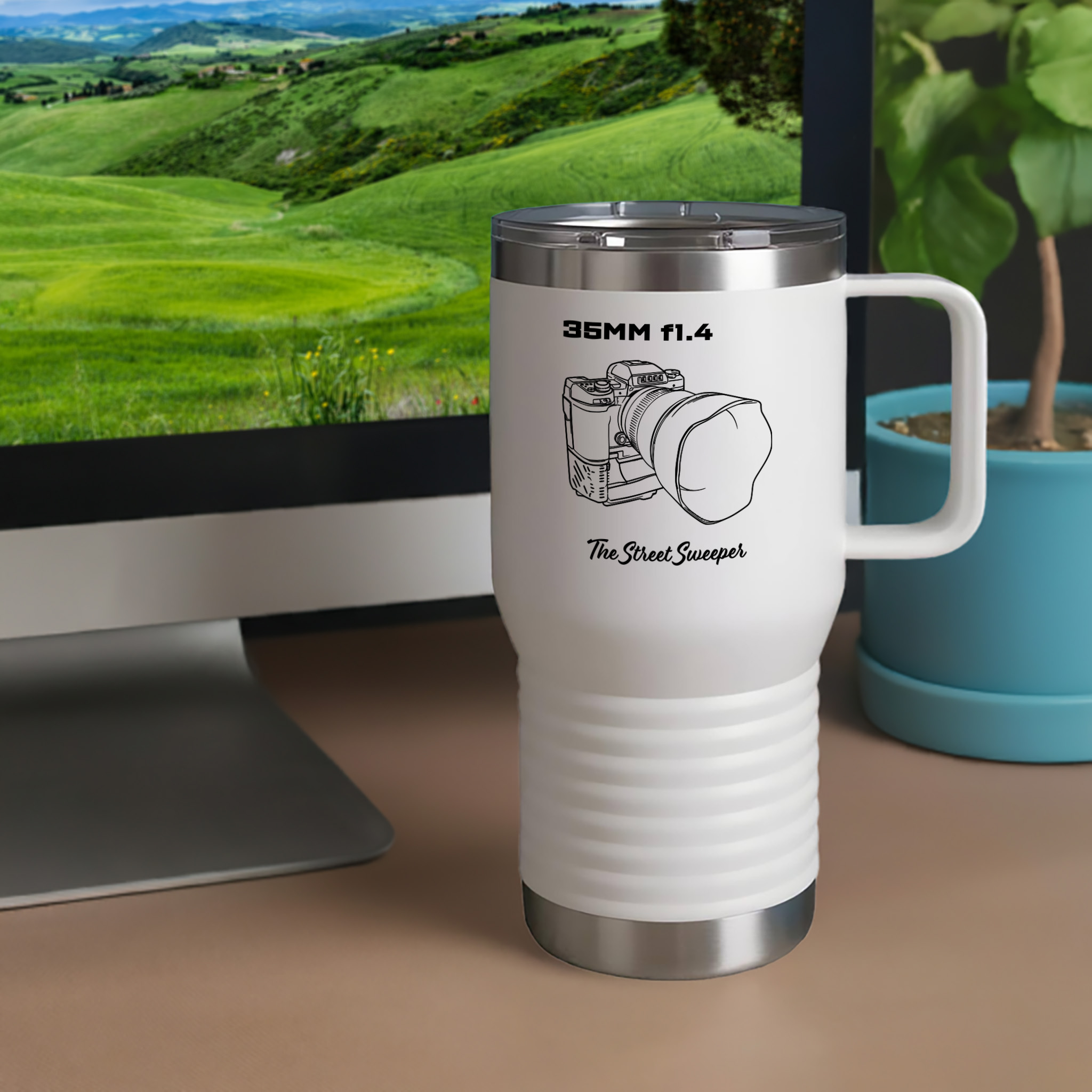 Shutter Swag Designs 35mm f1.4 Camera Lens Photography 20oz Insulated Travel Mug