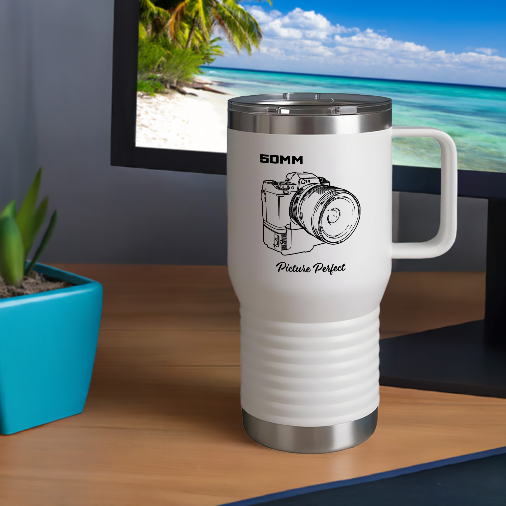 Shutter Swag Designs 50mm Camera Lens Photography 20oz Insulated Travel Mug