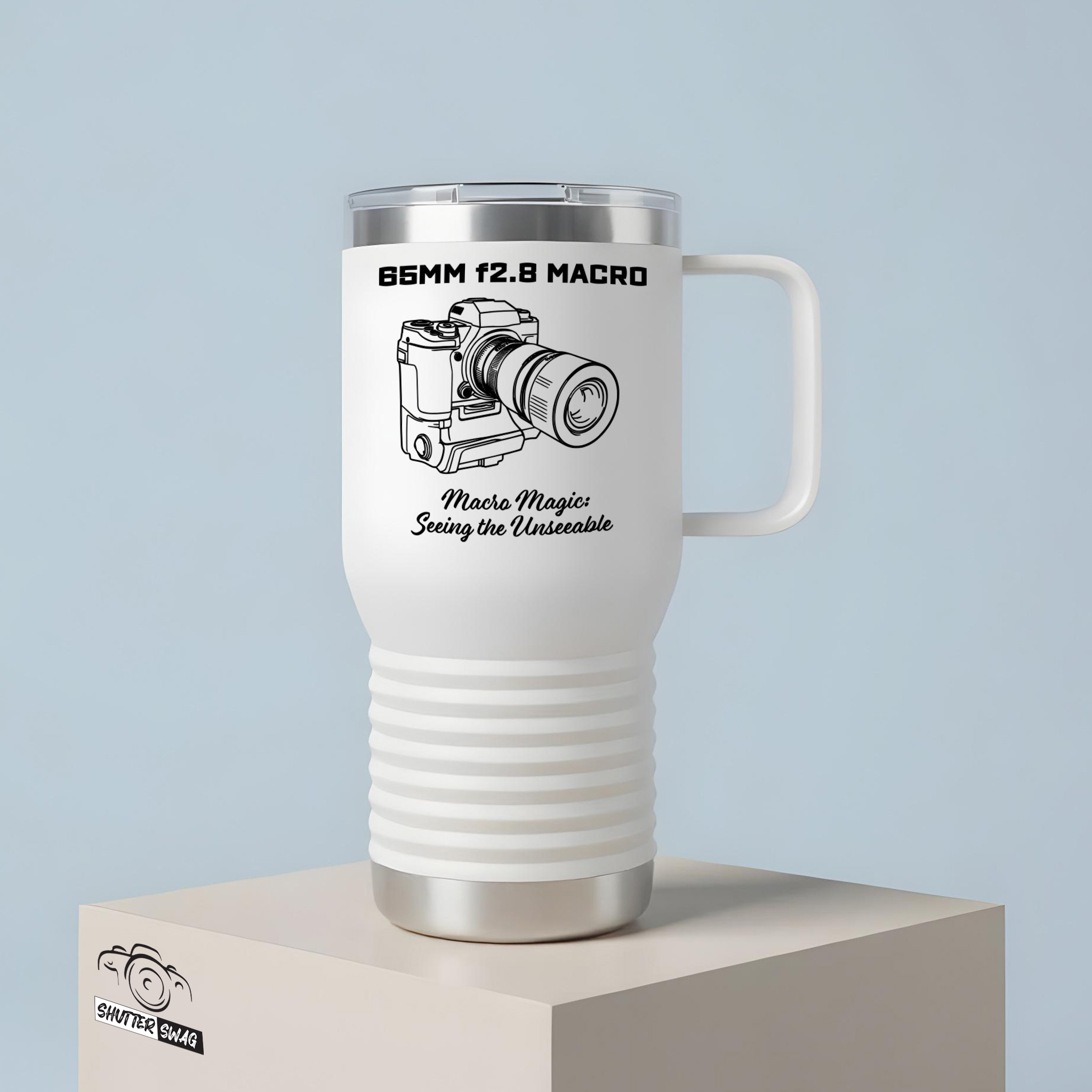 Shutter Swag Designs 65mm f2.8 Macro Camera Lens Insulated Travel Mug 20oz