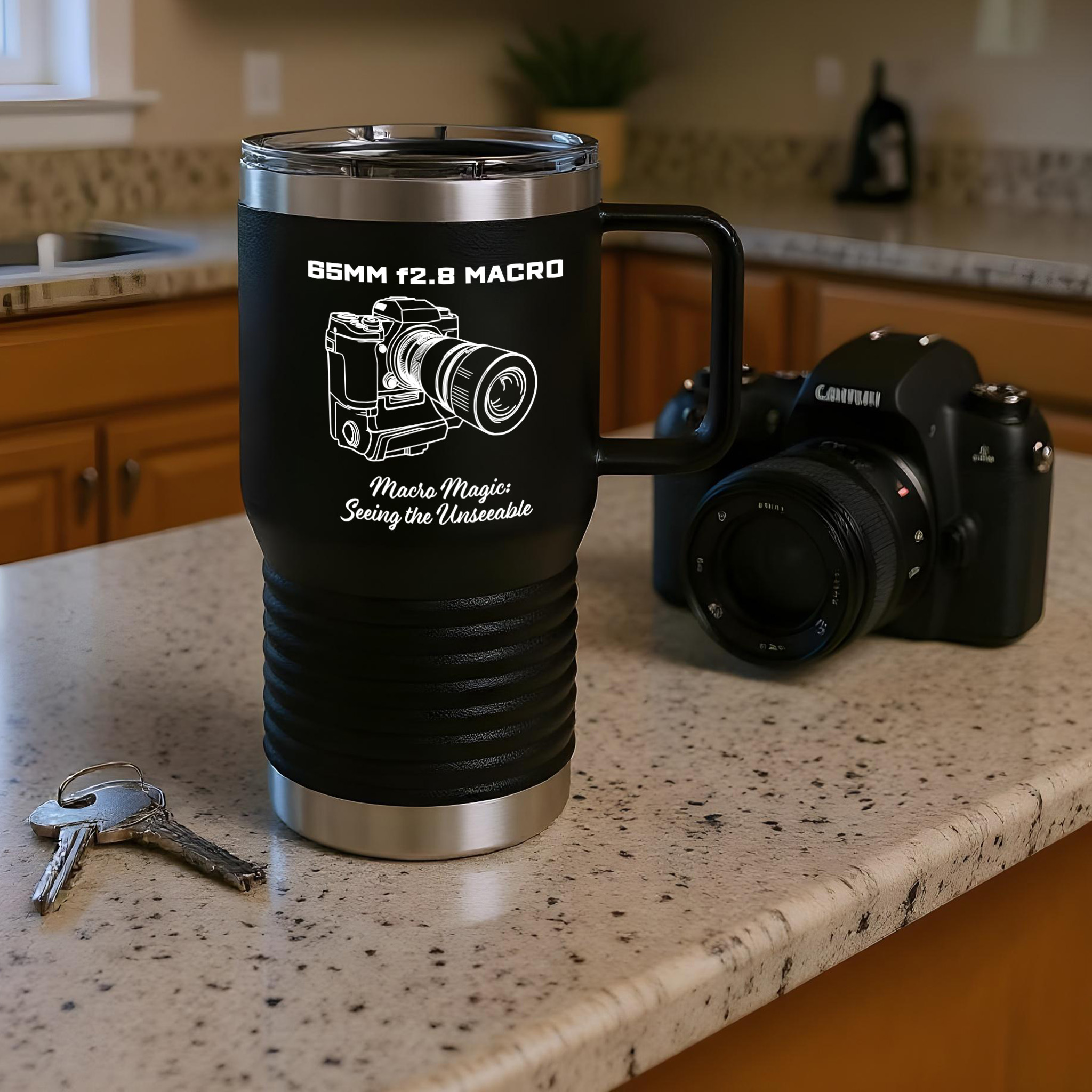 Shutter Swag Designs 65mm f2.8 Macro Camera Lens Insulated Travel Mug 20oz