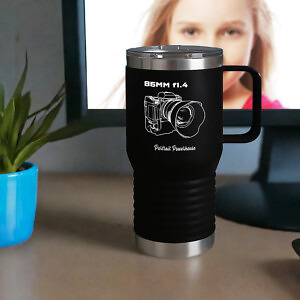 Shutter Swag Designs 85mm f1.4 Camera Lens Photography Insulated Travel Mug 20oz