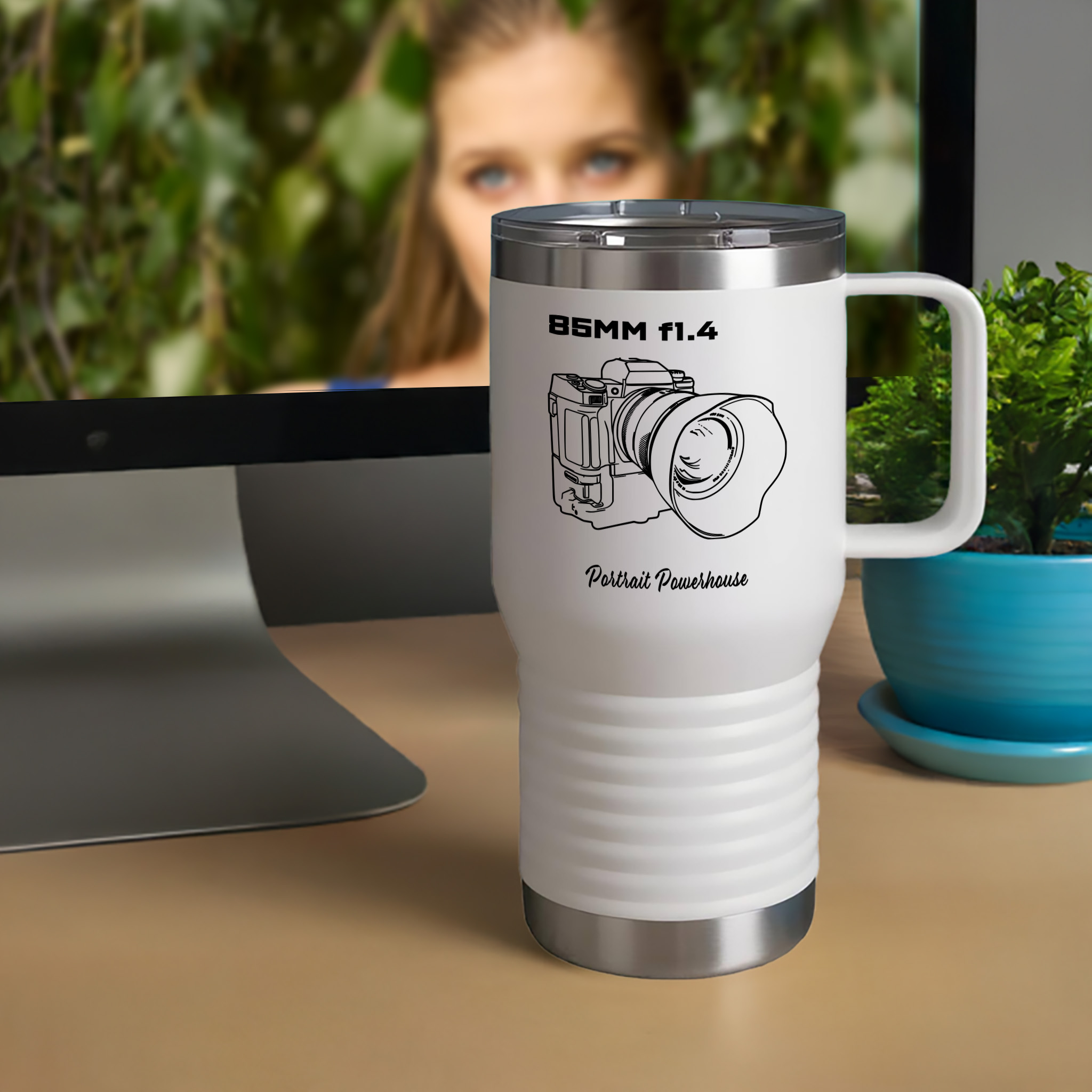 Shutter Swag Designs 85mm f1.4 Camera Lens Photography Insulated Travel Mug 20oz