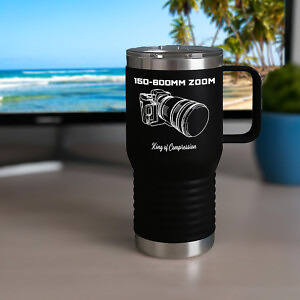 Shutter Swag Designs 150-600mm Camera Lens Photography Insulated Travel Mug 20oz Black