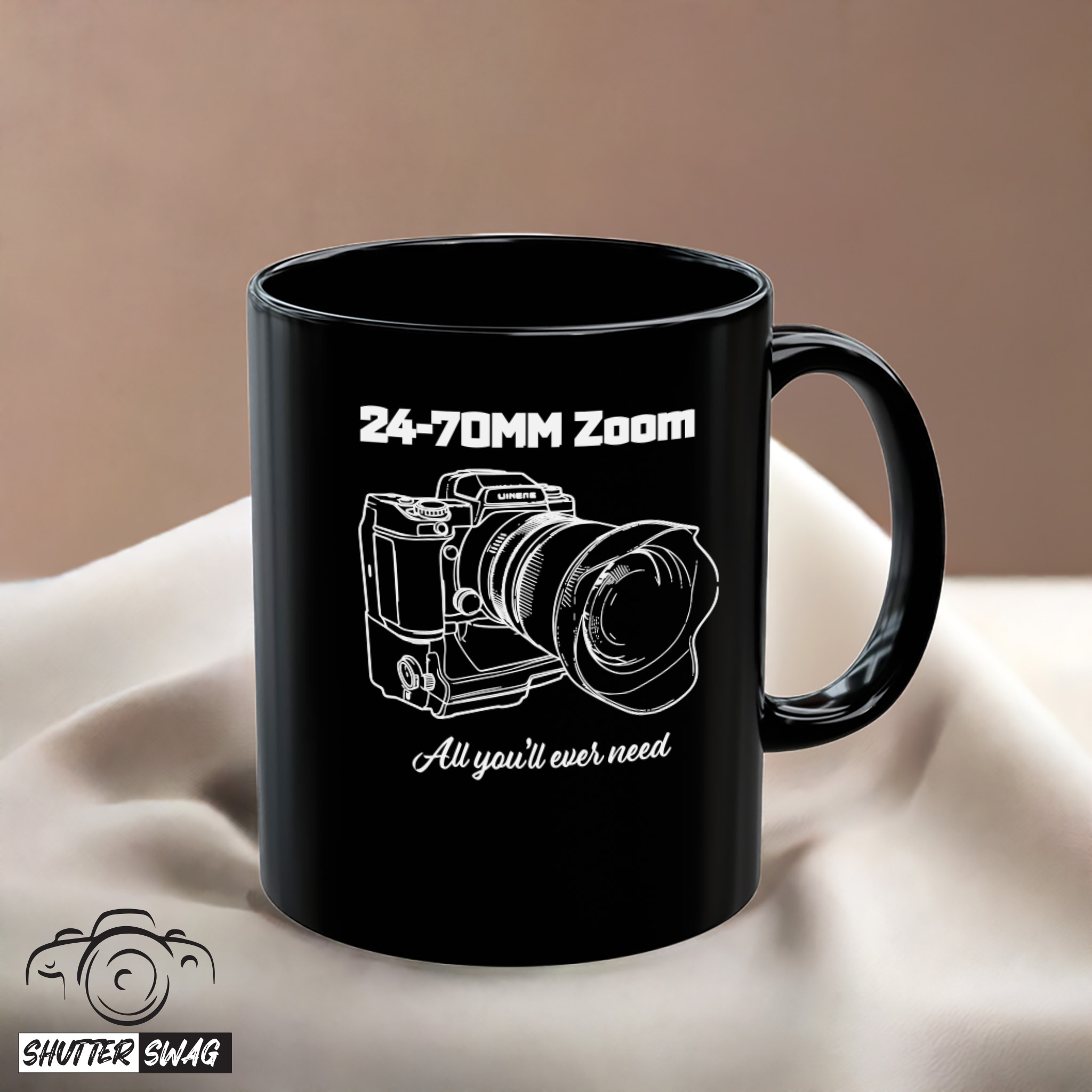 Shutter Swag Designs 24-70mm Zoom Camera Lens Photography Black Coffee Mug