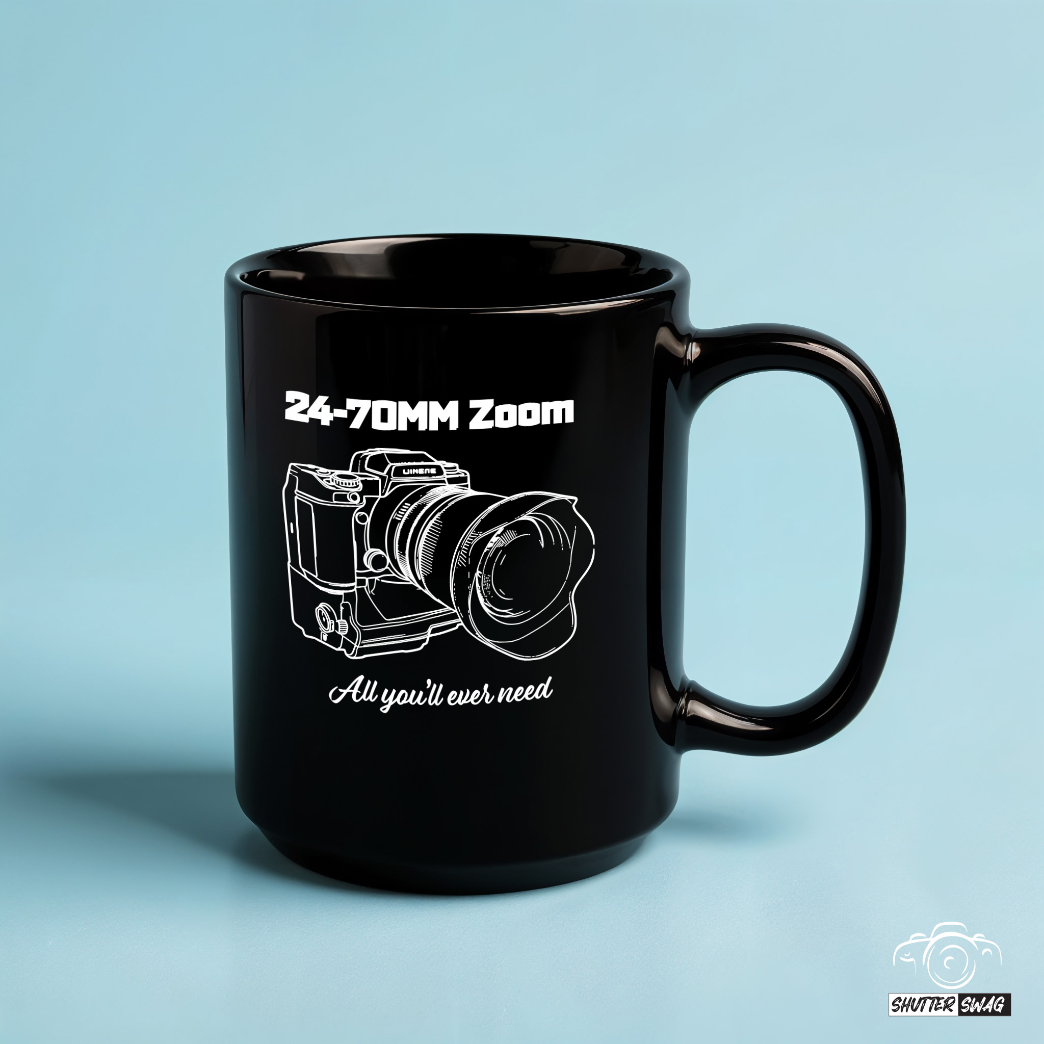 Shutter Swag Designs 24-70mm Zoom Camera Lens Photography Black Coffee Mug