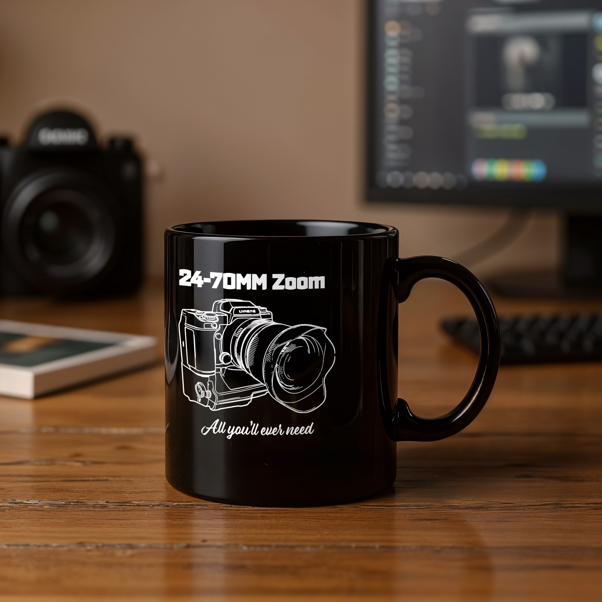Shutter Swag Designs 24-70mm Zoom Camera Lens Photography Black Coffee Mug