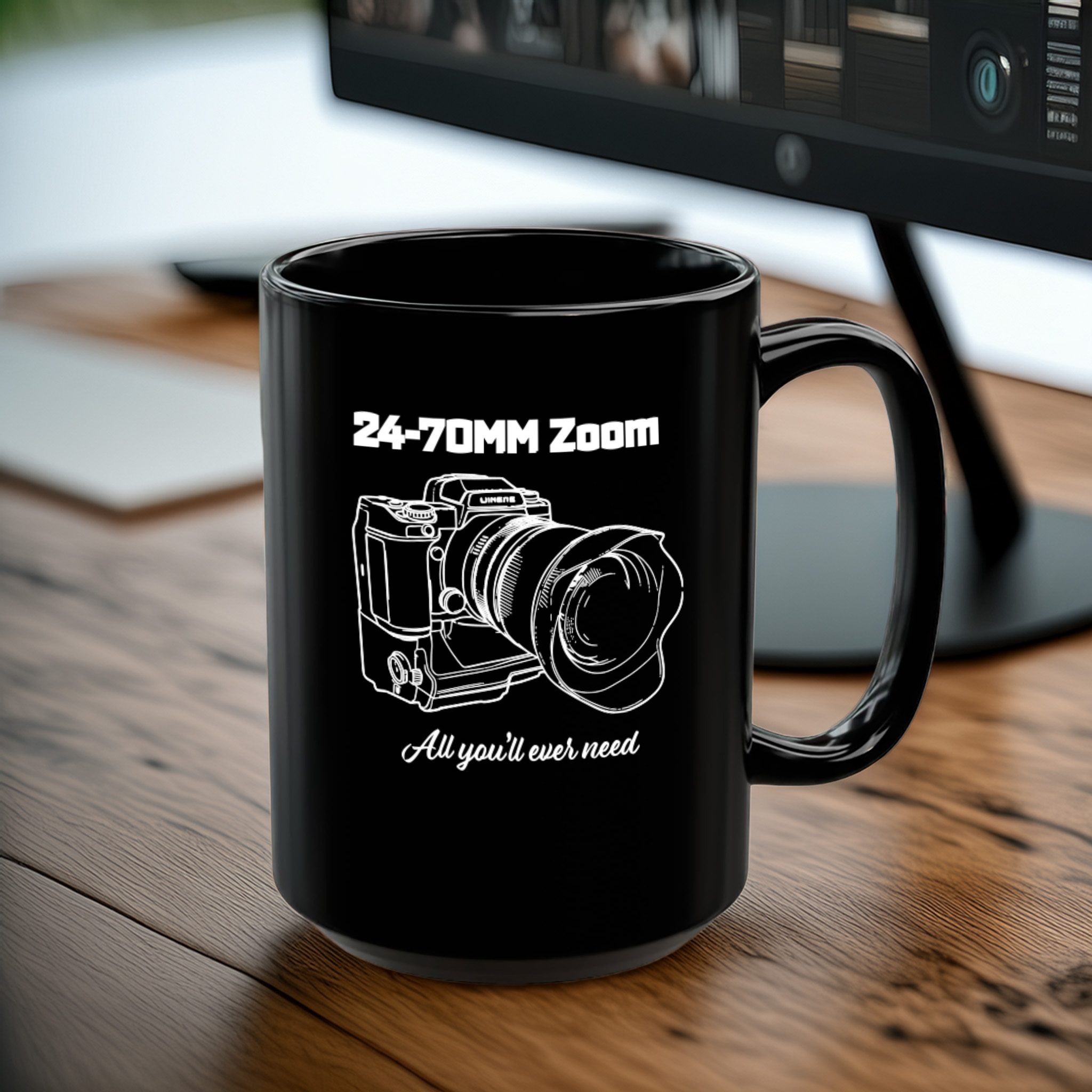 Shutter Swag Designs 24-70mm Zoom Camera Lens Photography Black Coffee Mug
