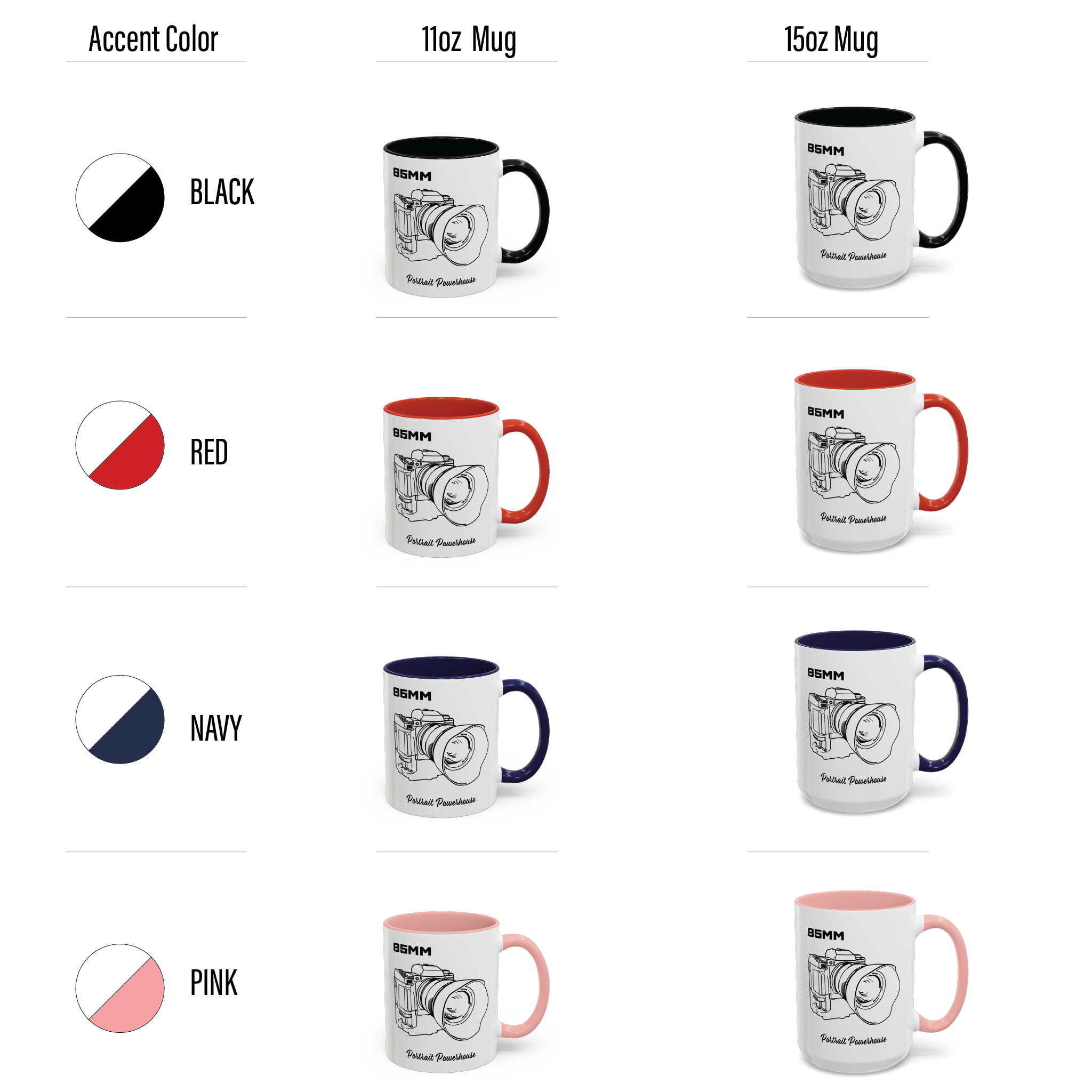 Shutter Swag Designs 85mm Camera Lens Accent Mug Options