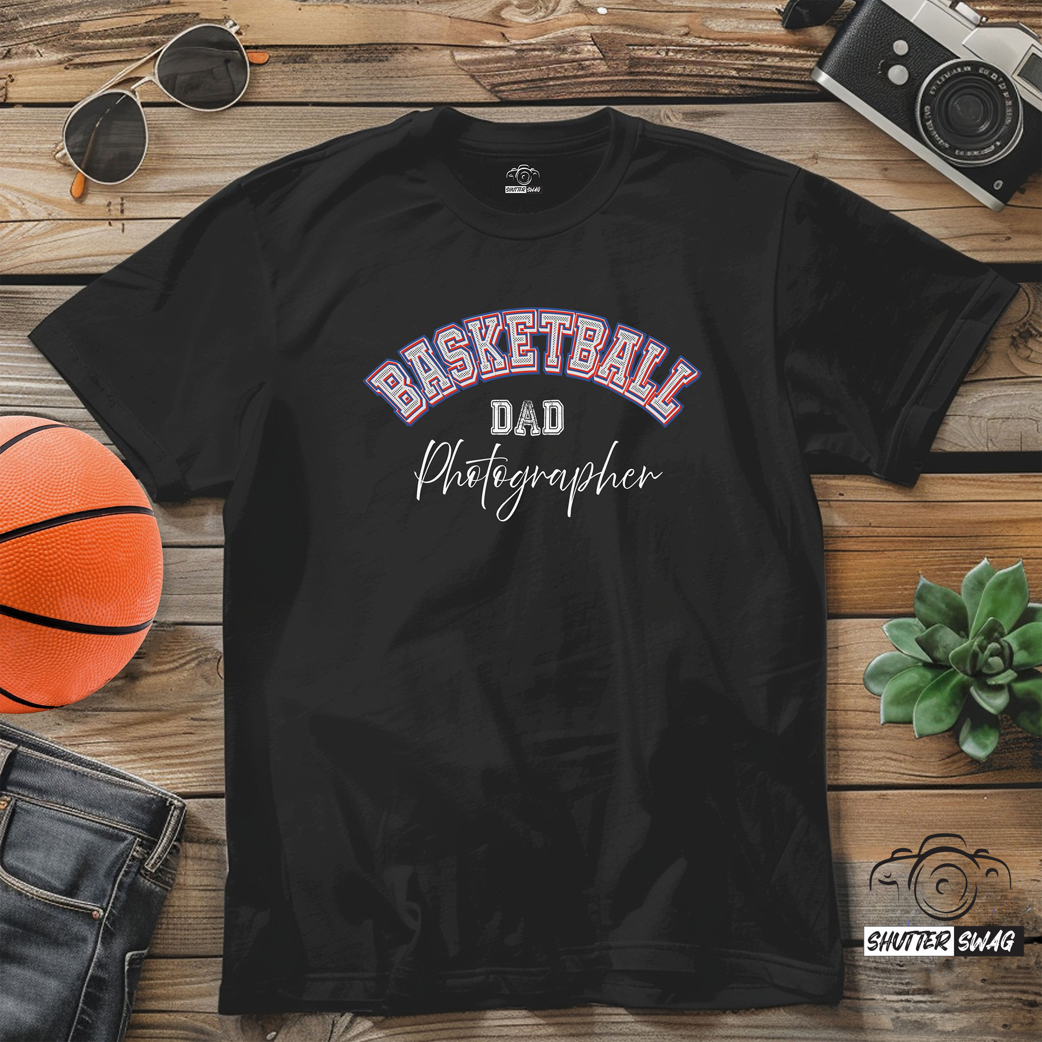 Shutter Swag Designs Baseball Dad Photographer Softstyle Cotton T-Shirt