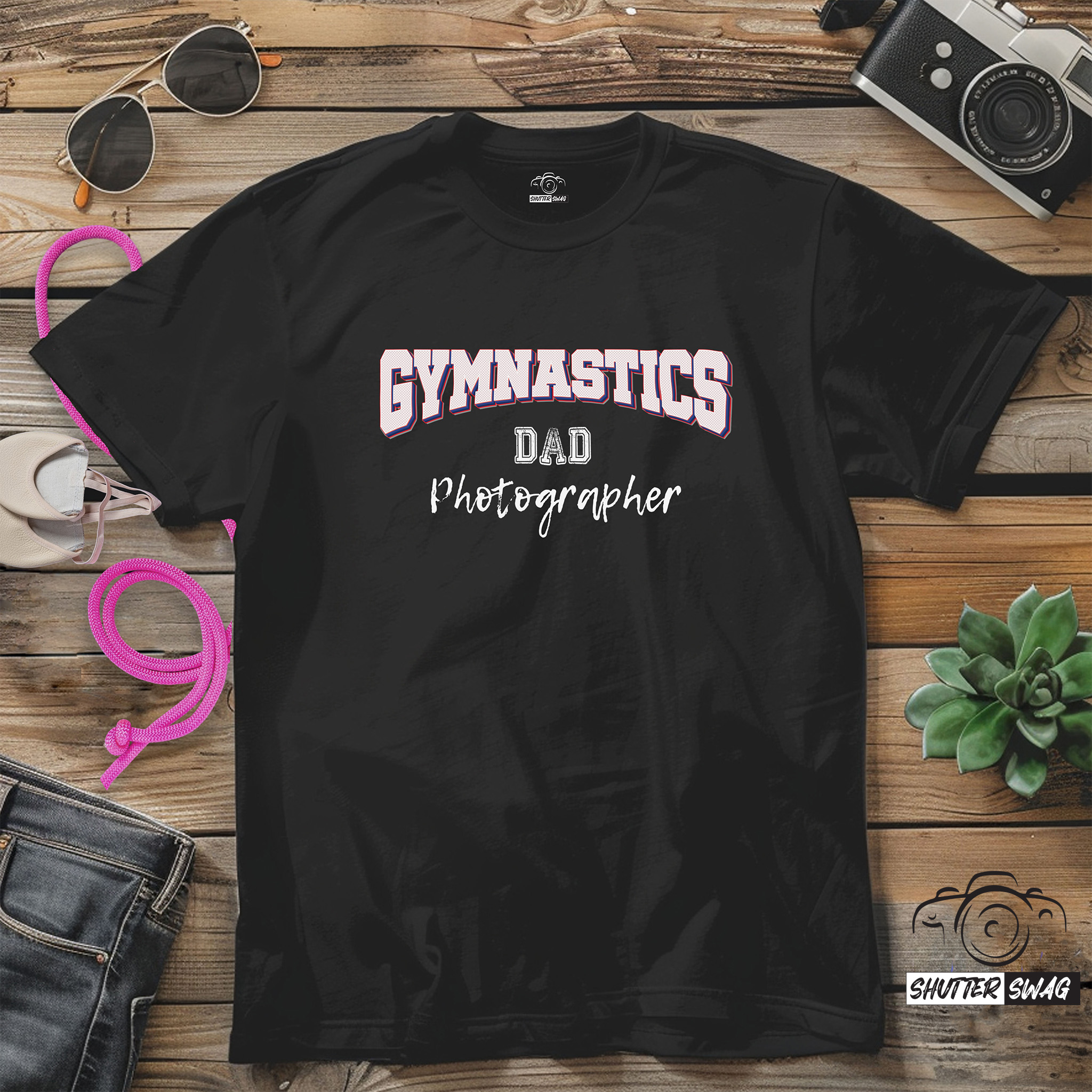 Shutter Swag Designs Gymnastics Dad Photographer Softstyle Cotton T-Shirt