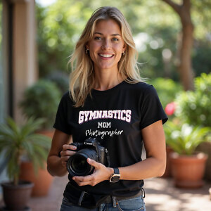 Shutter Swag Designs Gymnastics Mom Photographer Softstyle Cotton T-Shirt