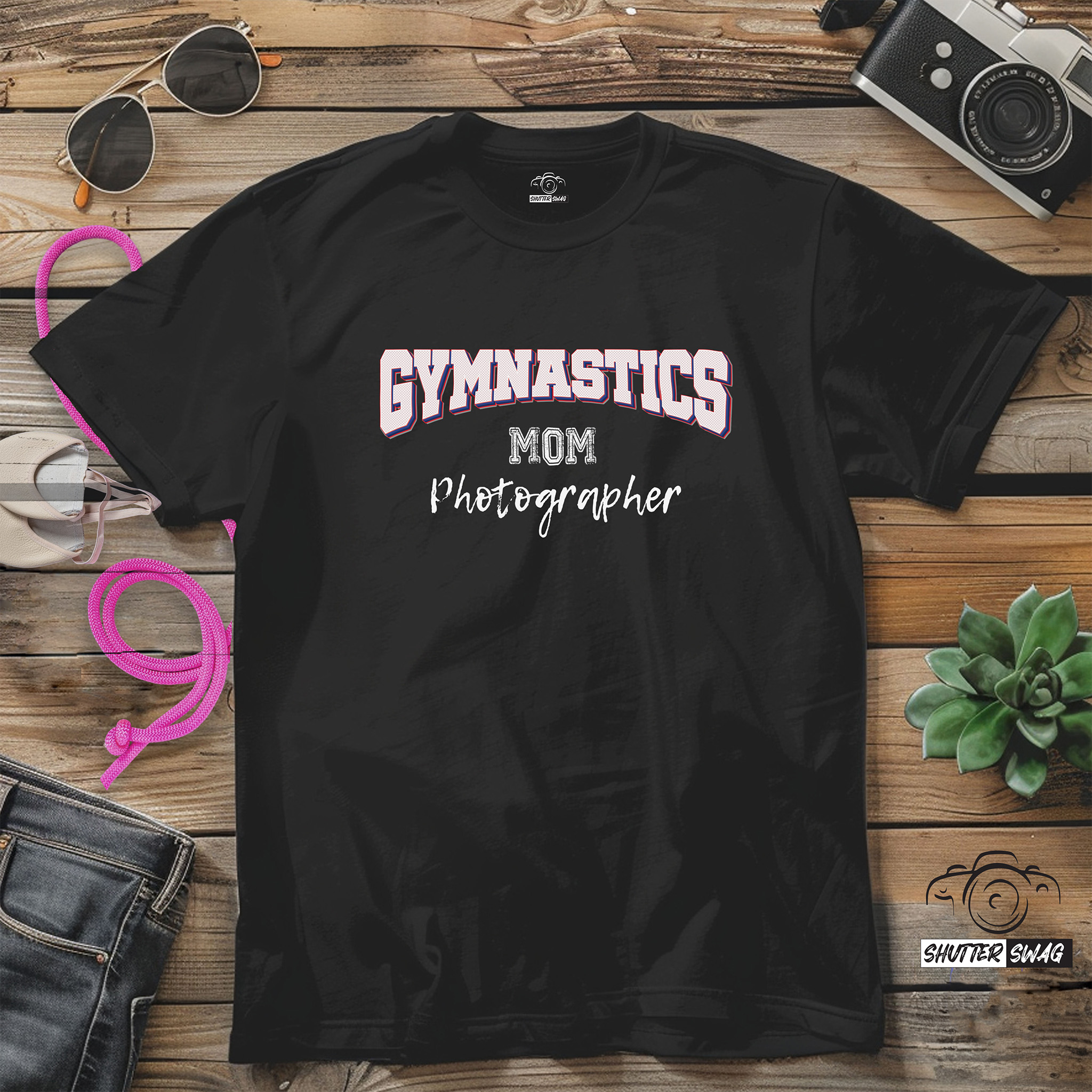 Shutter Swag Designs Gymnastics Mom Photographer Softstyle Cotton T-Shirt
