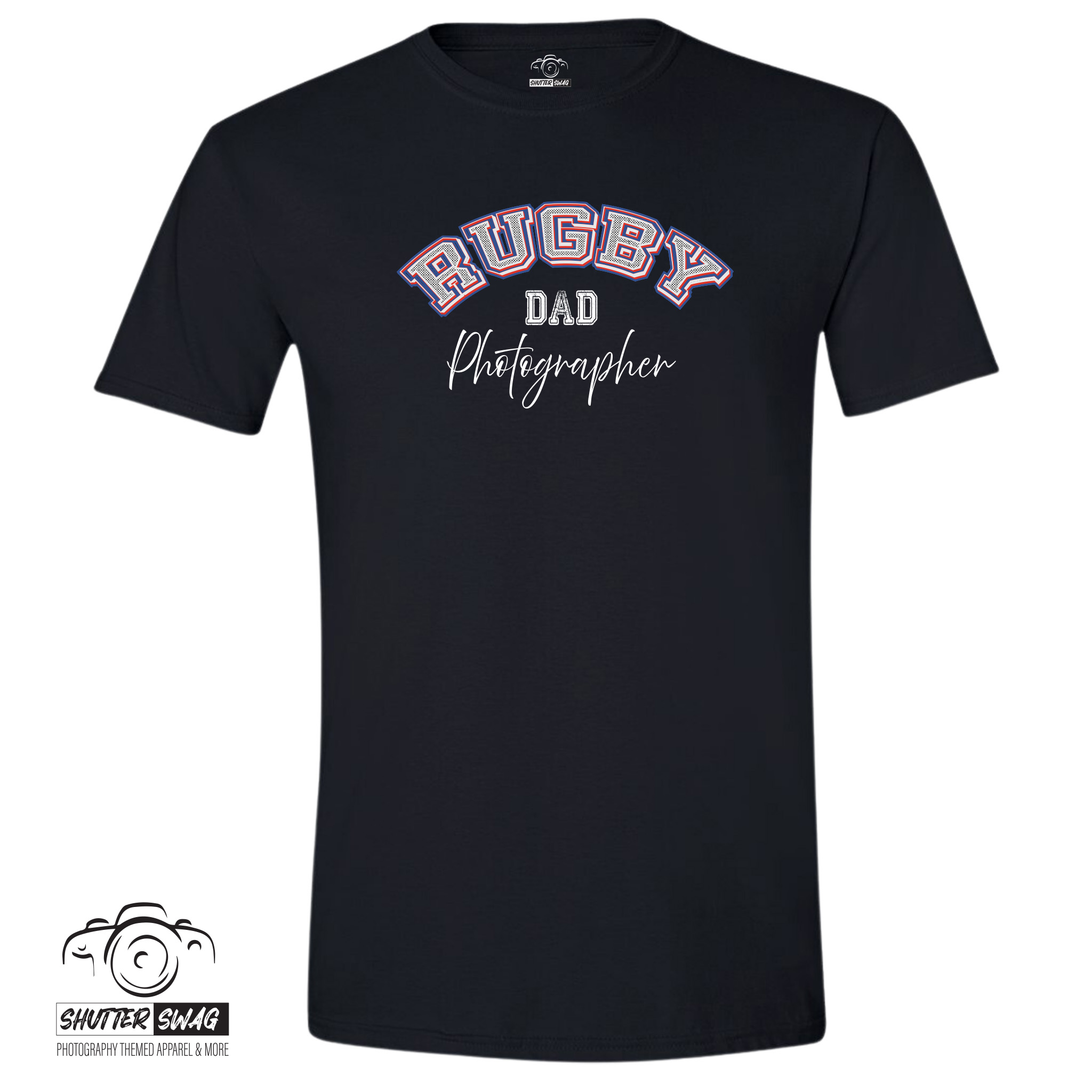 Shutter Swag Designs Rugby Dad Photographer Softstyle Cotton T-Shirt