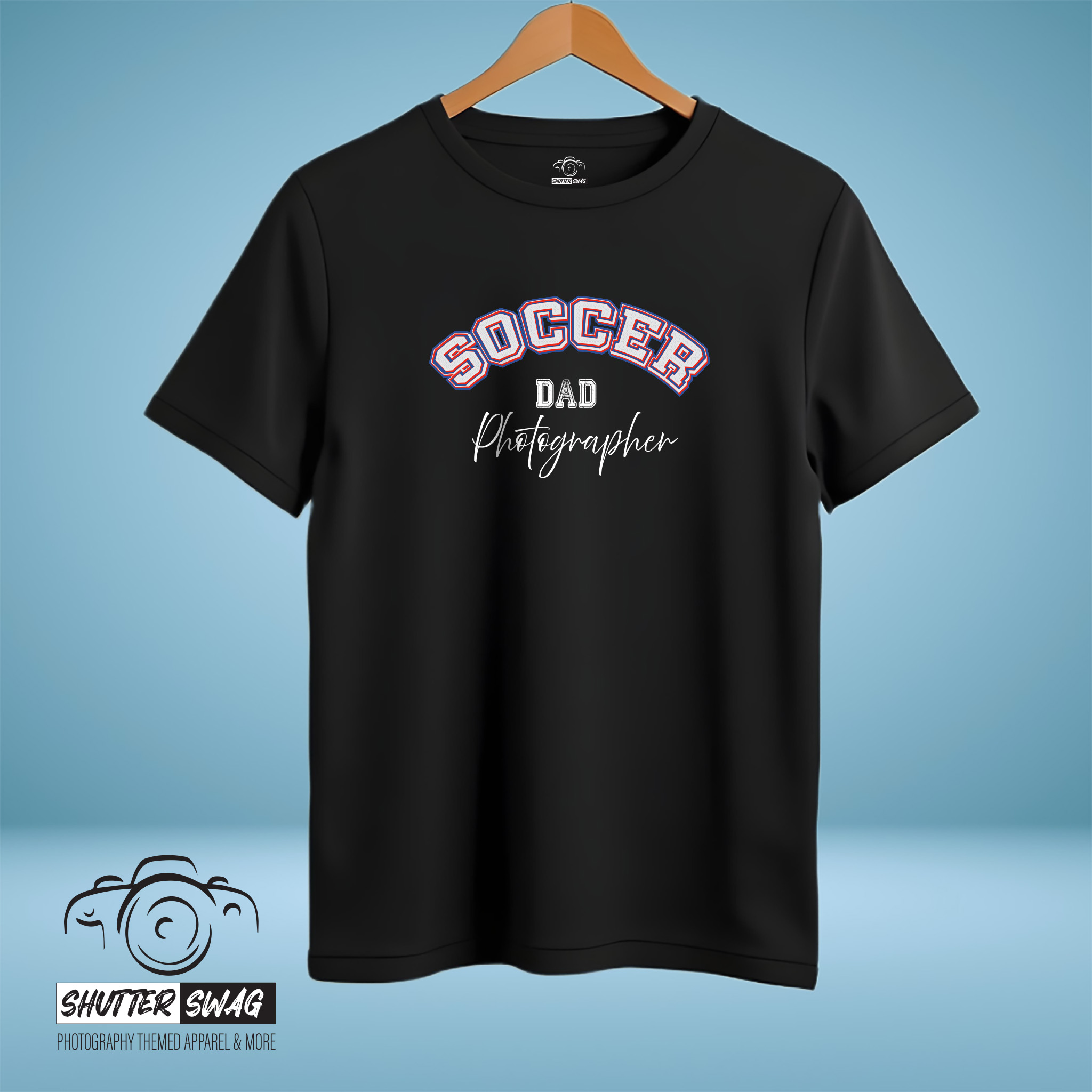 Shutter Swag Designs Soccer Dad Photographer Softstyle Cotton T-Shirt