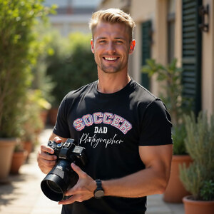 Shutter Swag Designs Soccer Dad Photographer Softstyle Cotton T-Shirt